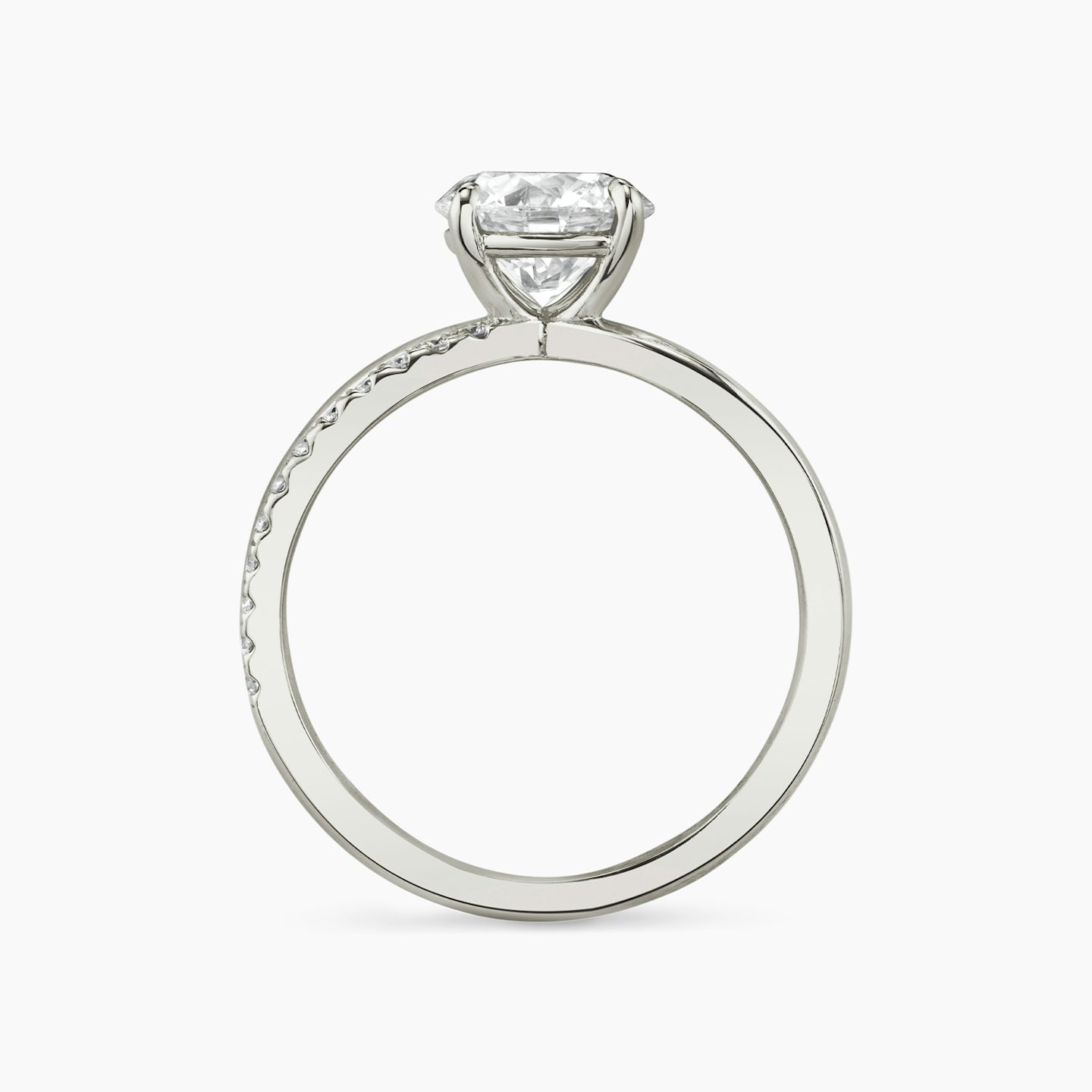 The Duet | Round Brilliant | 18k | White Gold | bandAccent: Pavé | caratWeight: 1.0ct | diamondOrientation: vertical