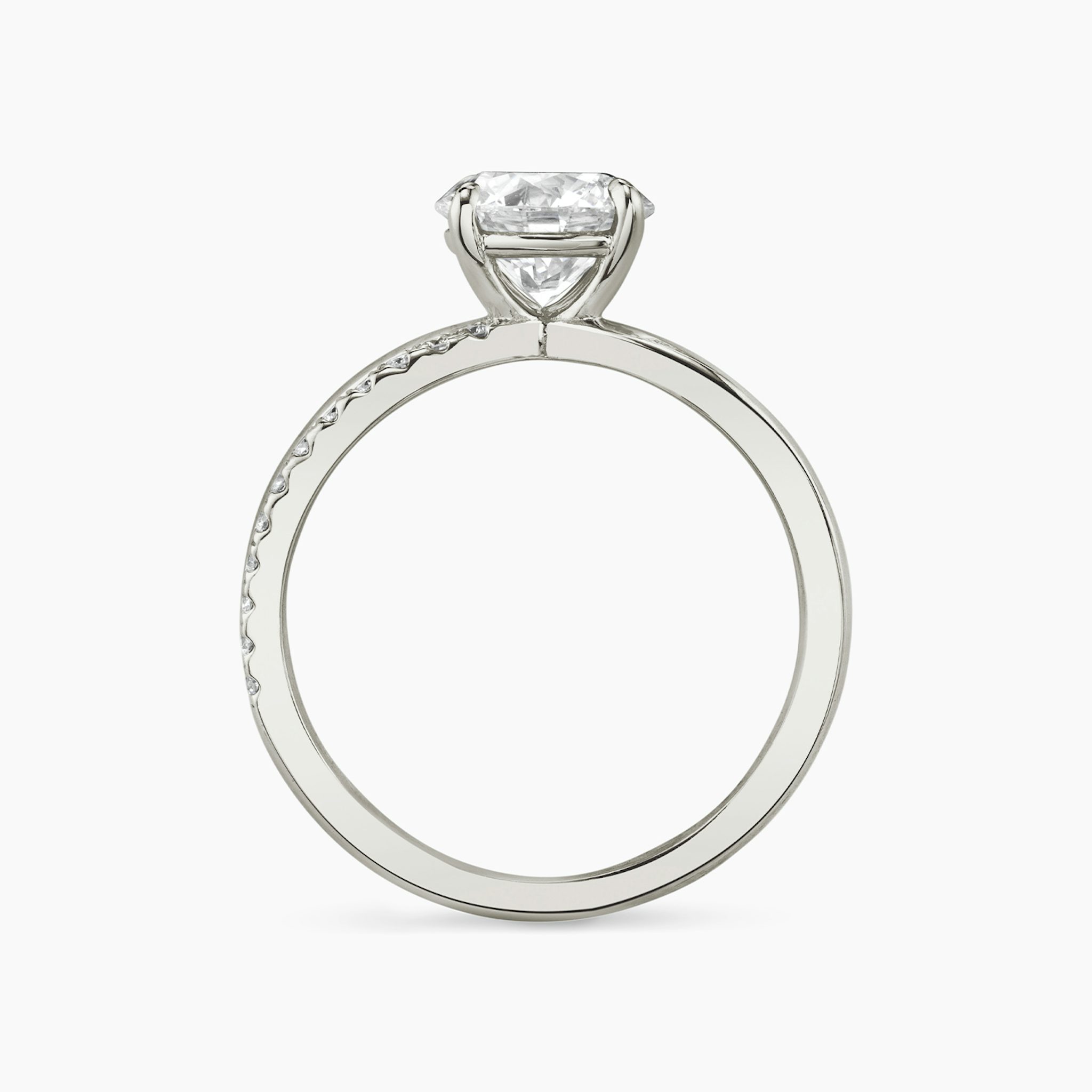 The Duet | Round Brilliant | 18k | White Gold | bandAccent: Pavé | caratWeight: 1.5ct | diamondOrientation: vertical