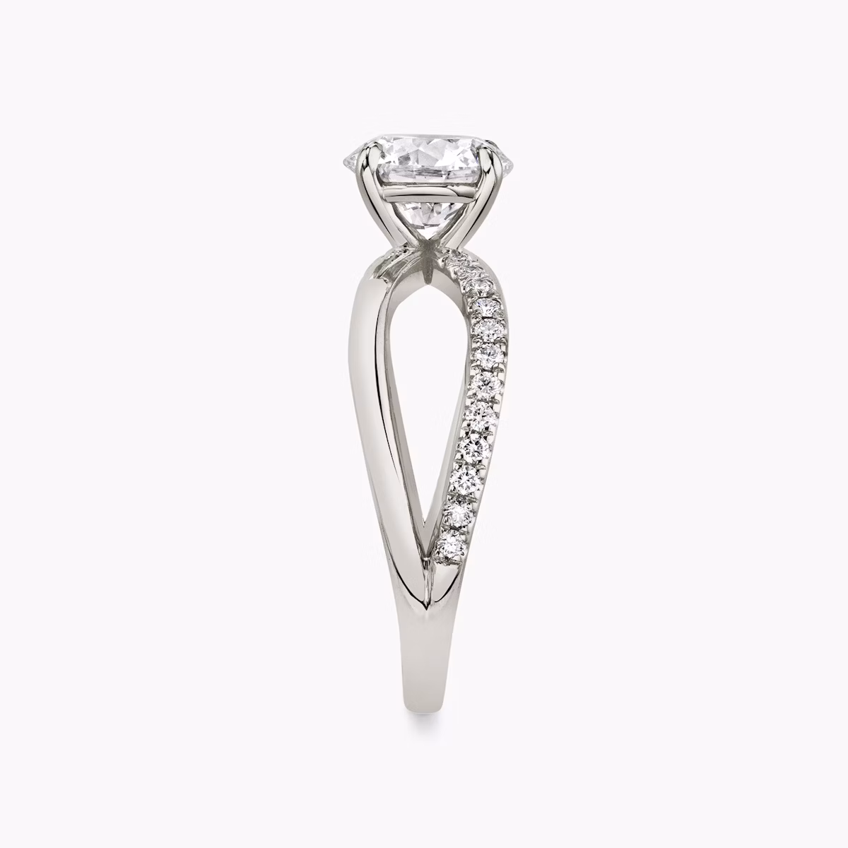 The Duet | Round Brilliant | 18k | White Gold | bandAccent: Pavé | caratWeight: other | diamondOrientation: vertical