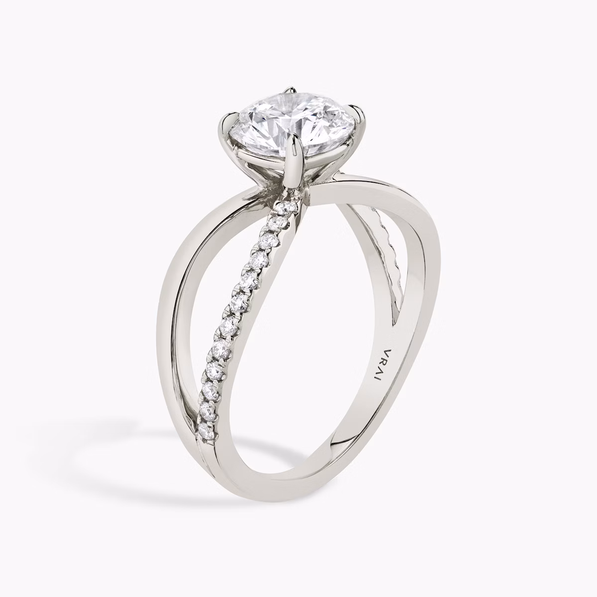 The Duet | Round Brilliant | 18k | White Gold | bandAccent: Pavé | caratWeight: other | diamondOrientation: vertical