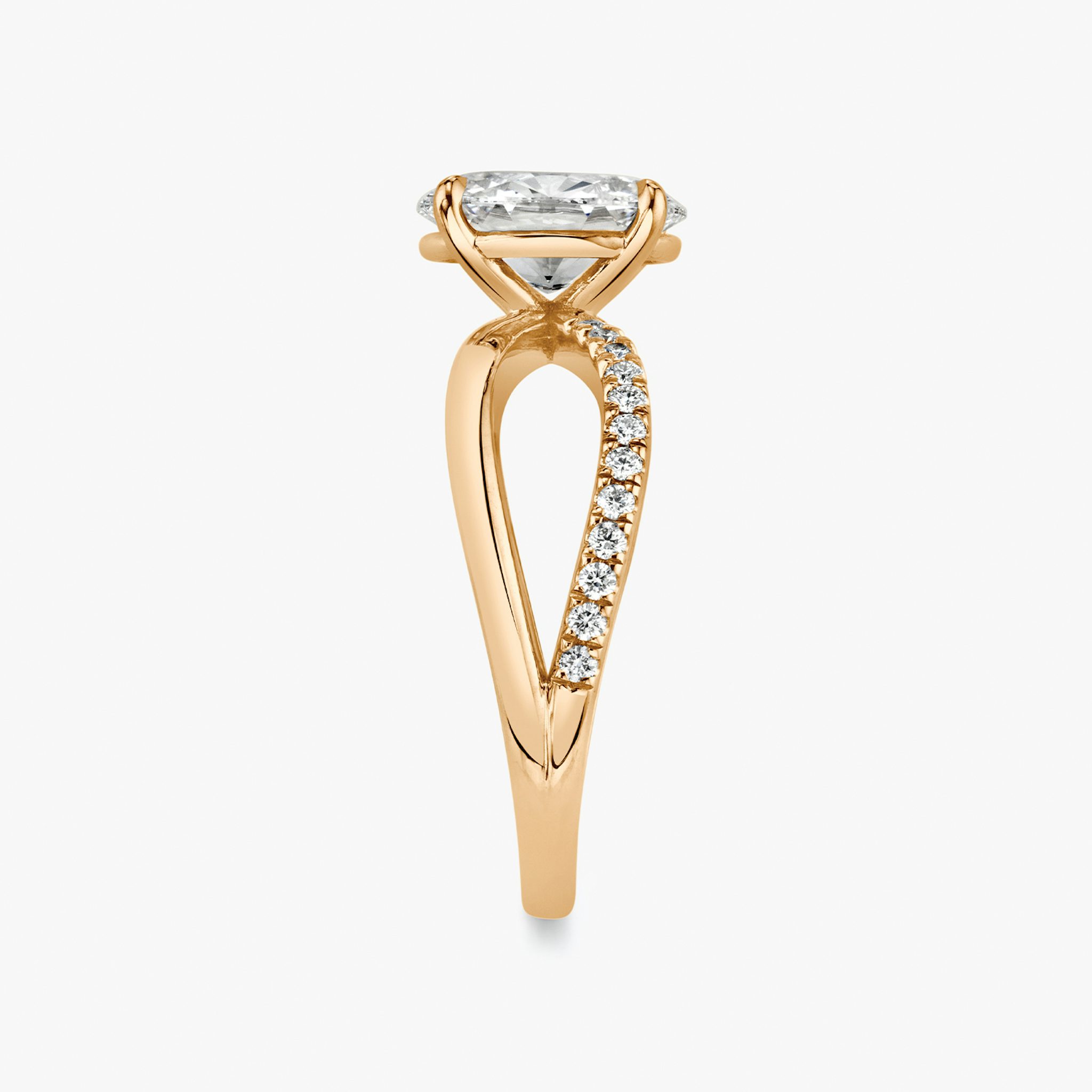 The Duet | Oval | 14k | Rose Gold | bandAccent: Pavé | diamondOrientation: vertical | caratWeight: other