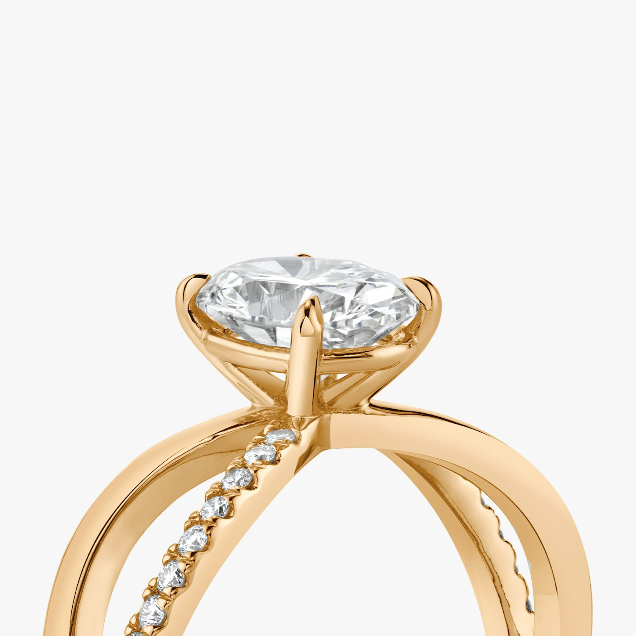 The Duet | Oval | 14k | Rose Gold | bandAccent: Pavé | diamondOrientation: vertical | caratWeight: other