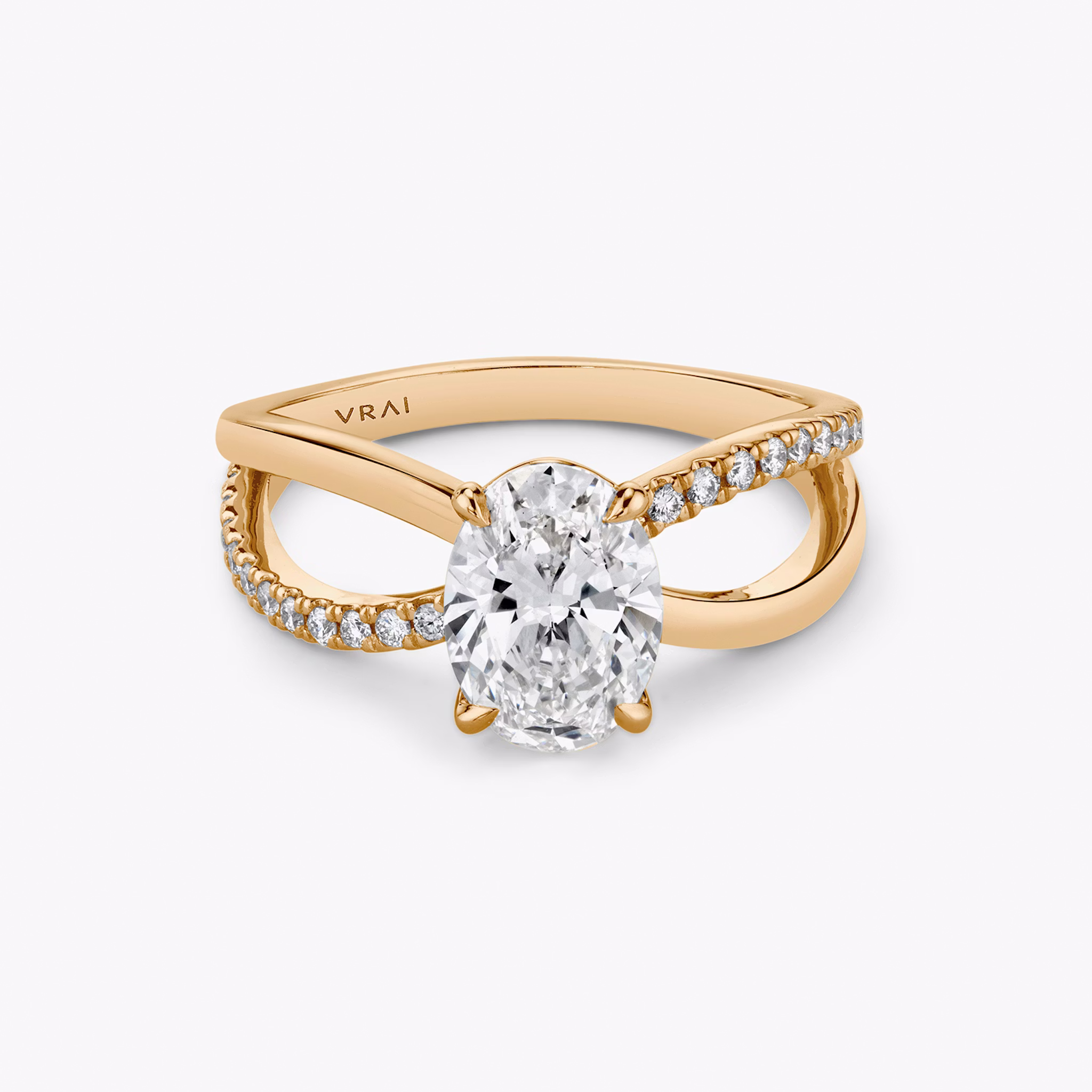The Duet | Oval | 14k | Rose Gold | bandAccent: Pavé | diamondOrientation: vertical | caratWeight: other