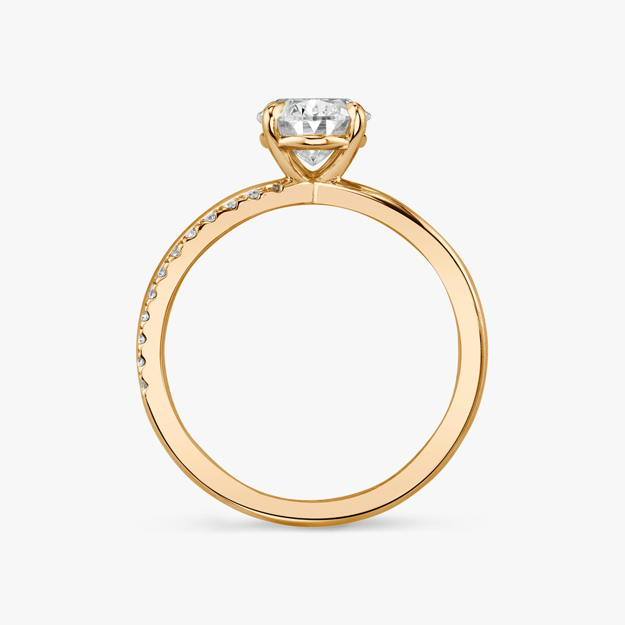 The Duet | Oval | 14k | Rose Gold | bandAccent: Pavé | diamondOrientation: vertical | caratWeight: other