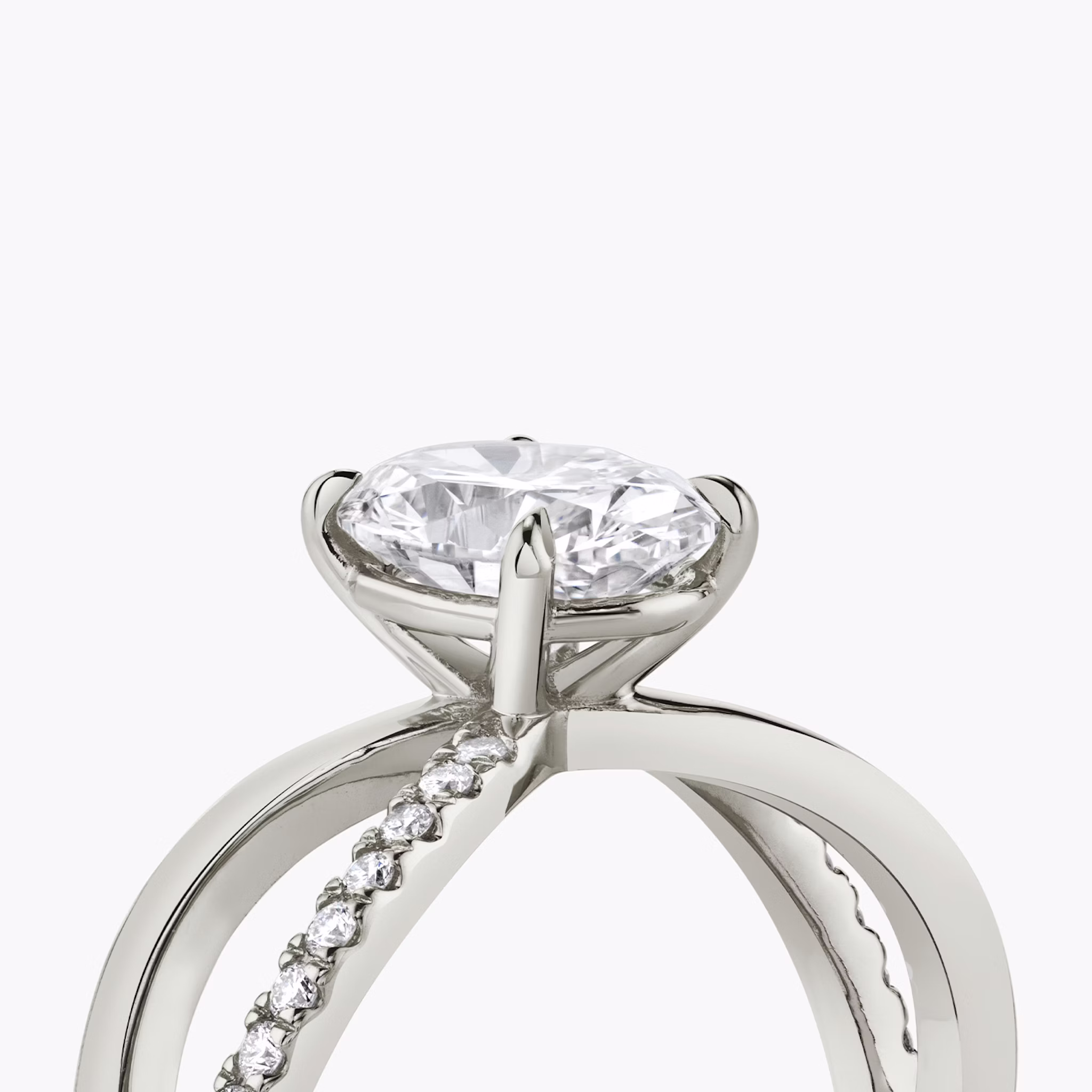The Duet | Oval | 18k | White Gold | bandAccent: Pavé | diamondOrientation: vertical | caratWeight: other