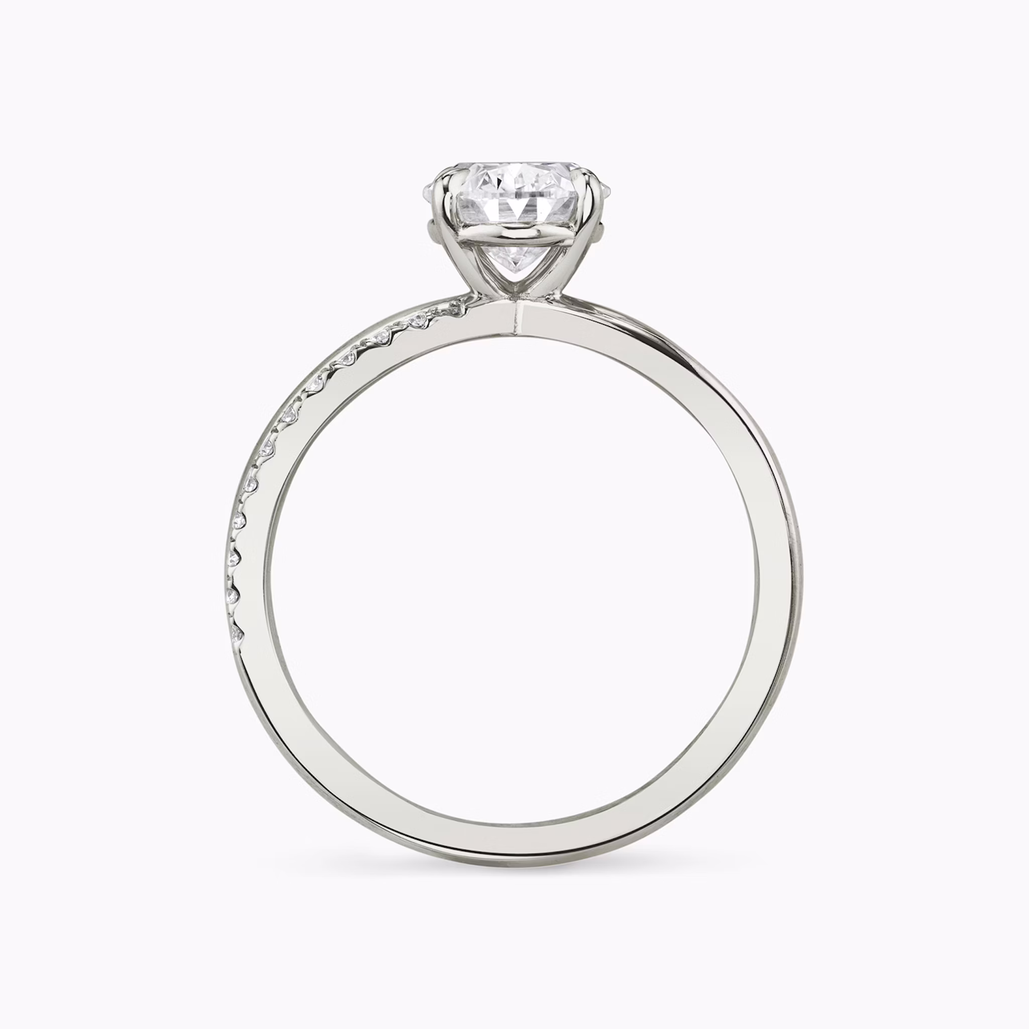 The Duet | Oval | 18k | White Gold | bandAccent: Pavé | diamondOrientation: vertical | caratWeight: other