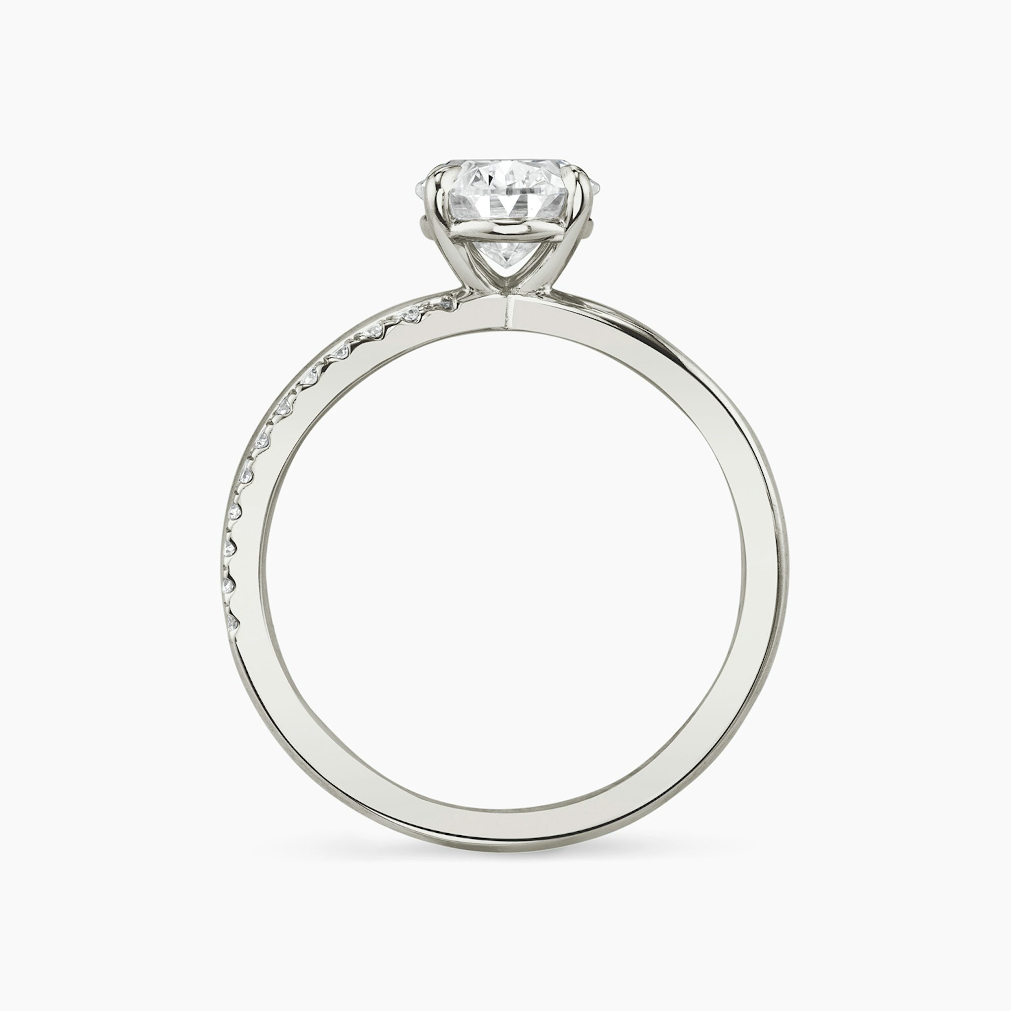 The Duet | Oval | 18k | White Gold | bandAccent: Pavé | diamondOrientation: vertical | caratWeight: other