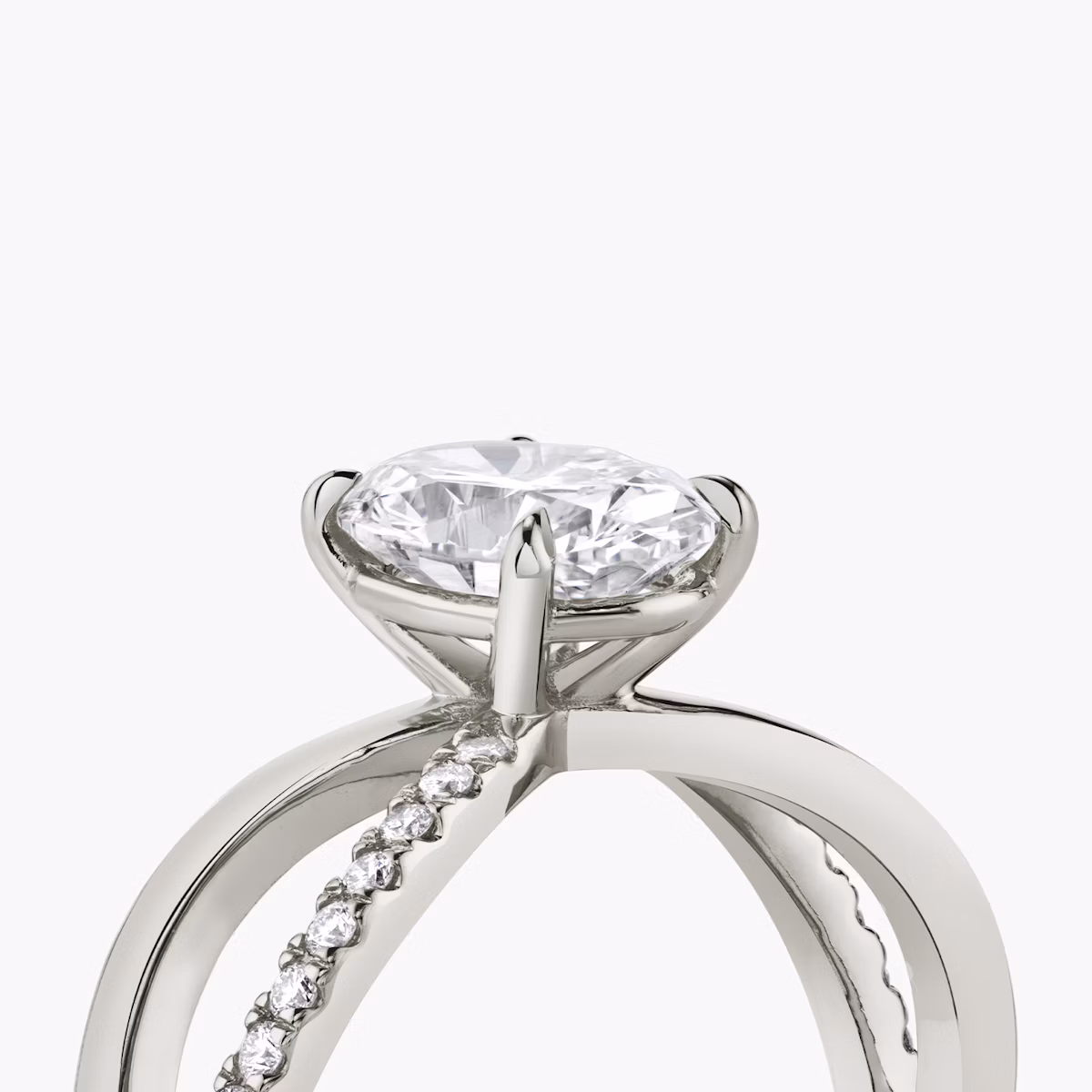 The Duet | Oval | Platinum | bandAccent: Pavé | diamondOrientation: vertical | caratWeight: other