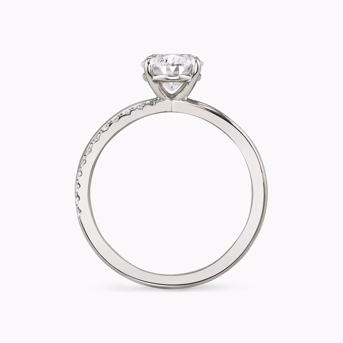 The Duet | Oval | Platinum | bandAccent: Pavé | diamondOrientation: vertical | caratWeight: other