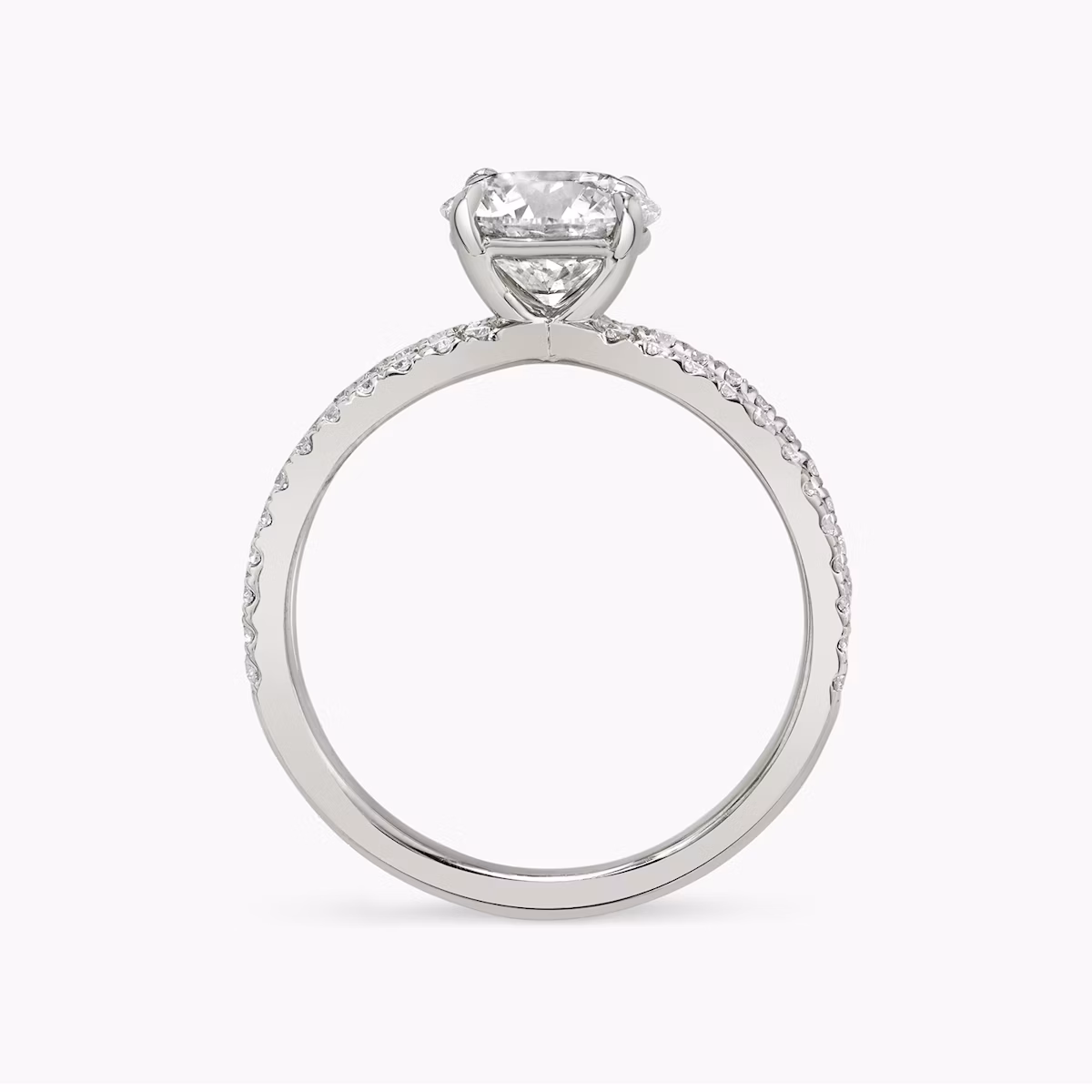 The Duet | Round Brilliant | Platinum | bandAccent: Double pavé | caratWeight: other | diamondOrientation: vertical