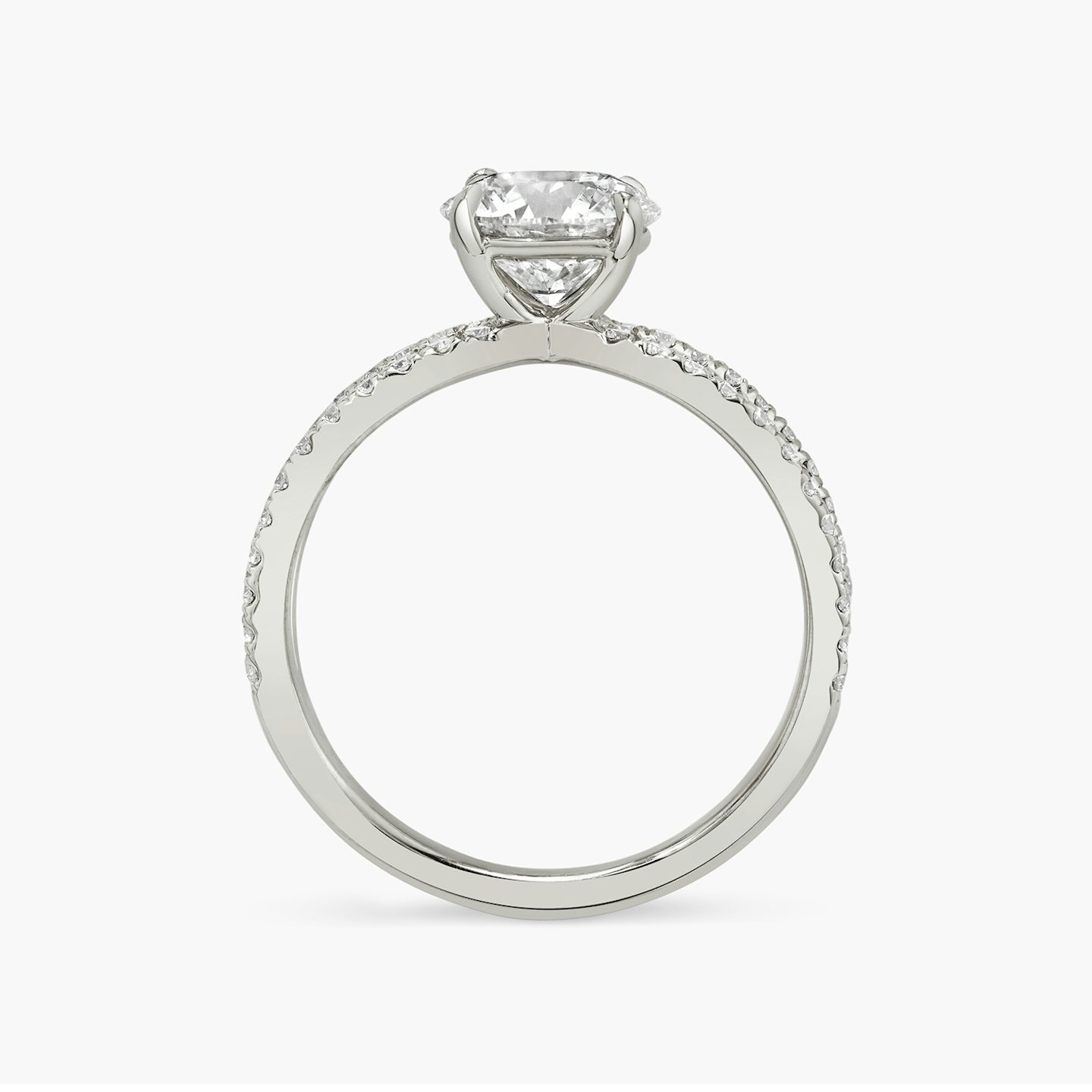 The Duet | Round Brilliant | 18k | White Gold | bandAccent: Double pavé | caratWeight: other | diamondOrientation: vertical