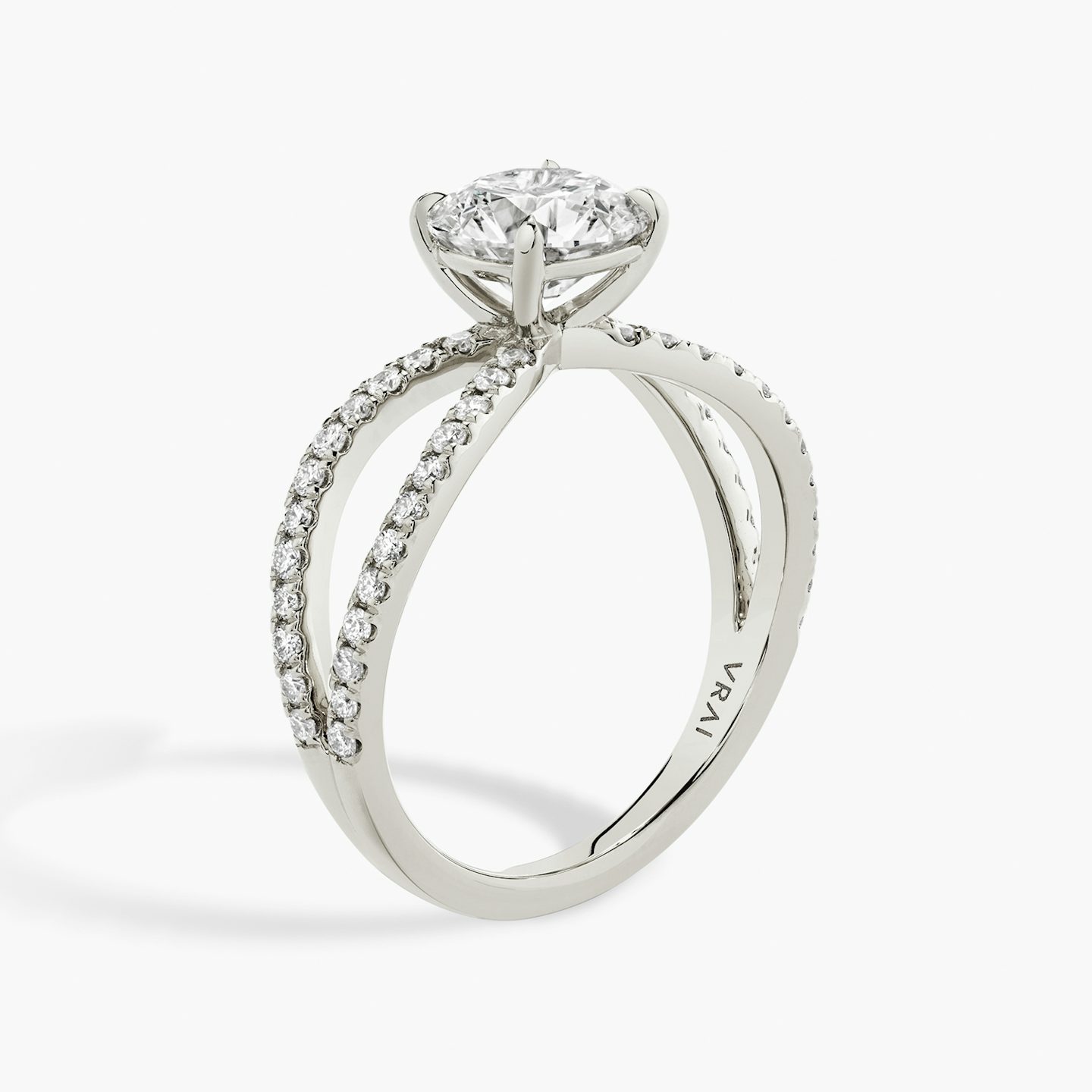 The Duet | Round Brilliant | 18k | White Gold | bandAccent: Double pavé | caratWeight: other | diamondOrientation: vertical