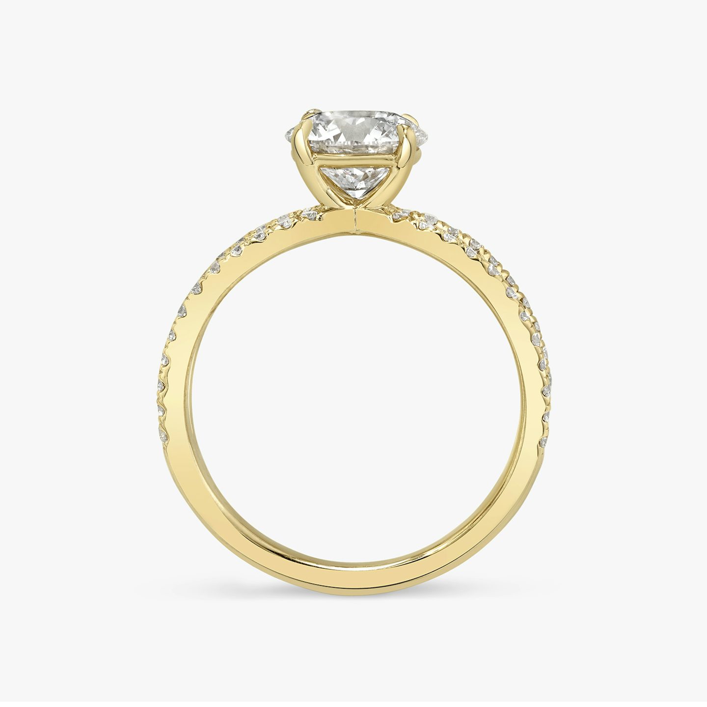 The Duet | Round Brilliant | 18k | Yellow Gold | bandAccent: Double pavé | caratWeight: other | diamondOrientation: vertical