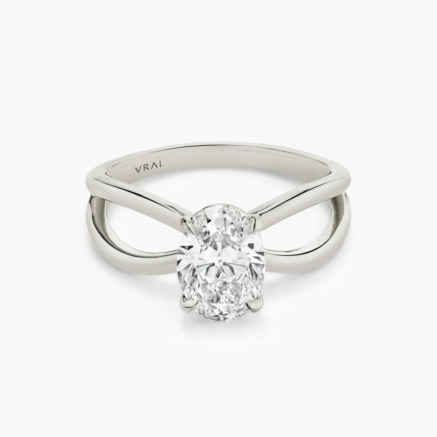 The Duet | Oval | 18k | White Gold | bandAccent: Plain | diamondOrientation: vertical | caratWeight: other
