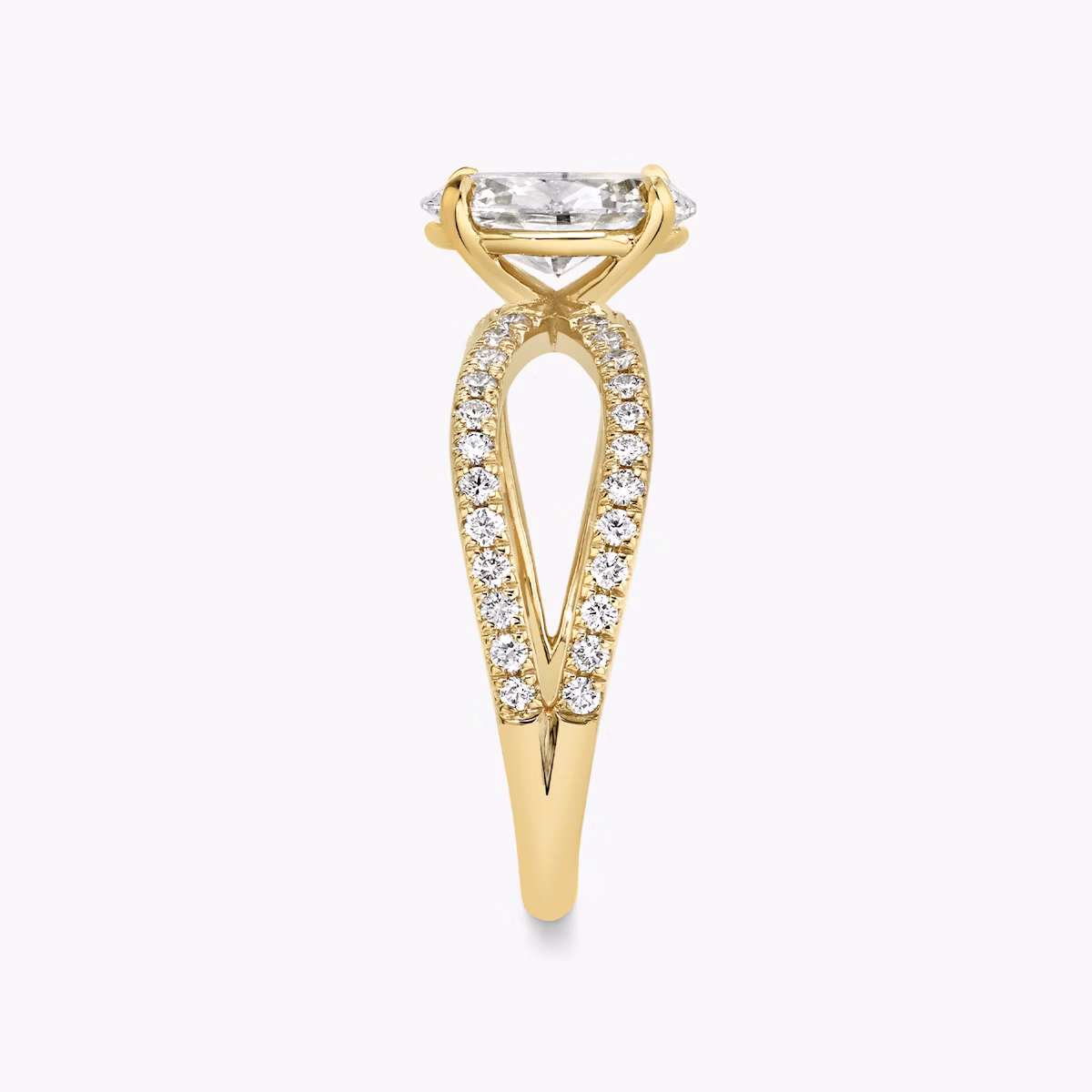The Duet | Oval | 18k | Yellow Gold | bandAccent: Double pavé | diamondOrientation: vertical | caratWeight: other