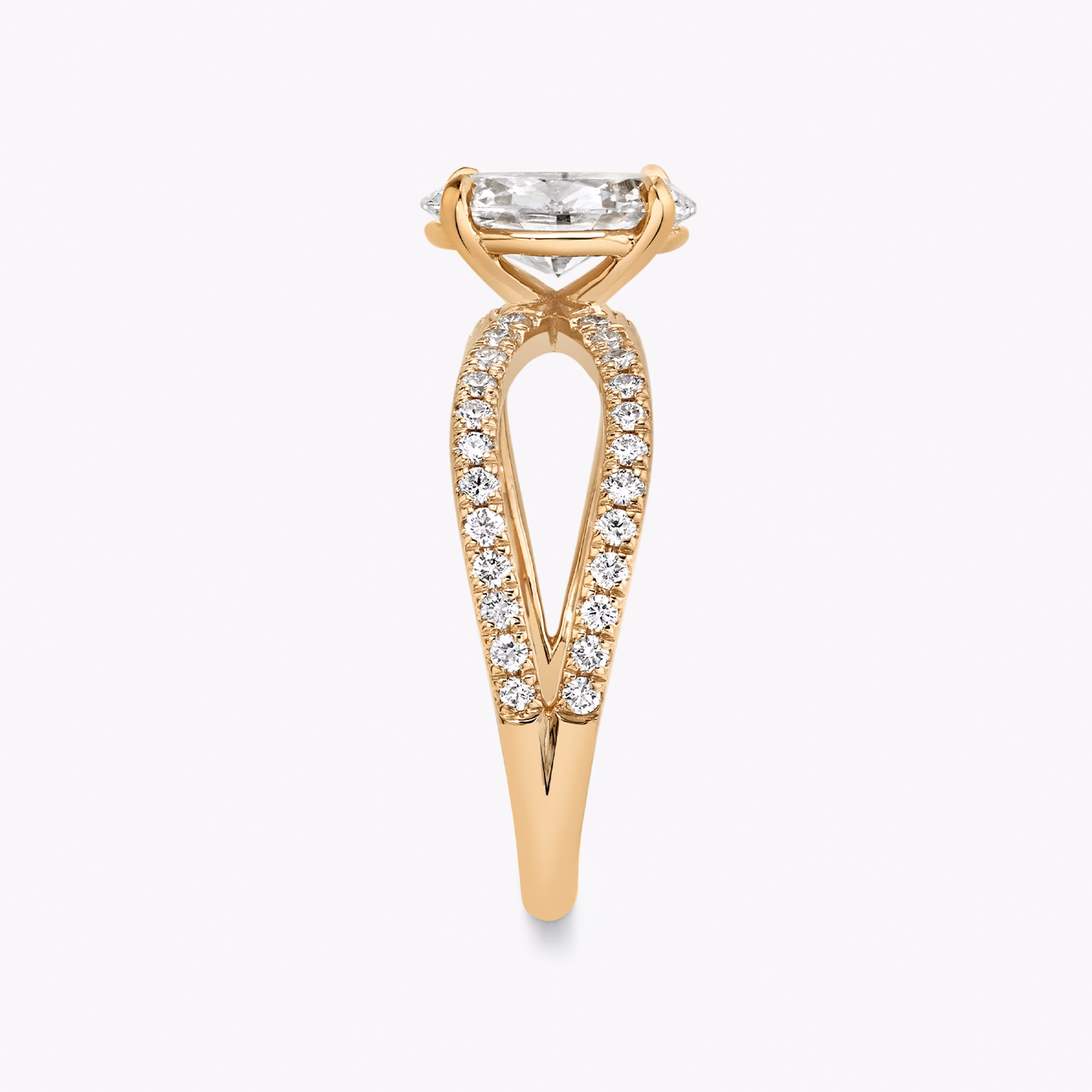 The Duet | Oval | 14k | Rose Gold | bandAccent: Double pavé | diamondOrientation: vertical | caratWeight: other