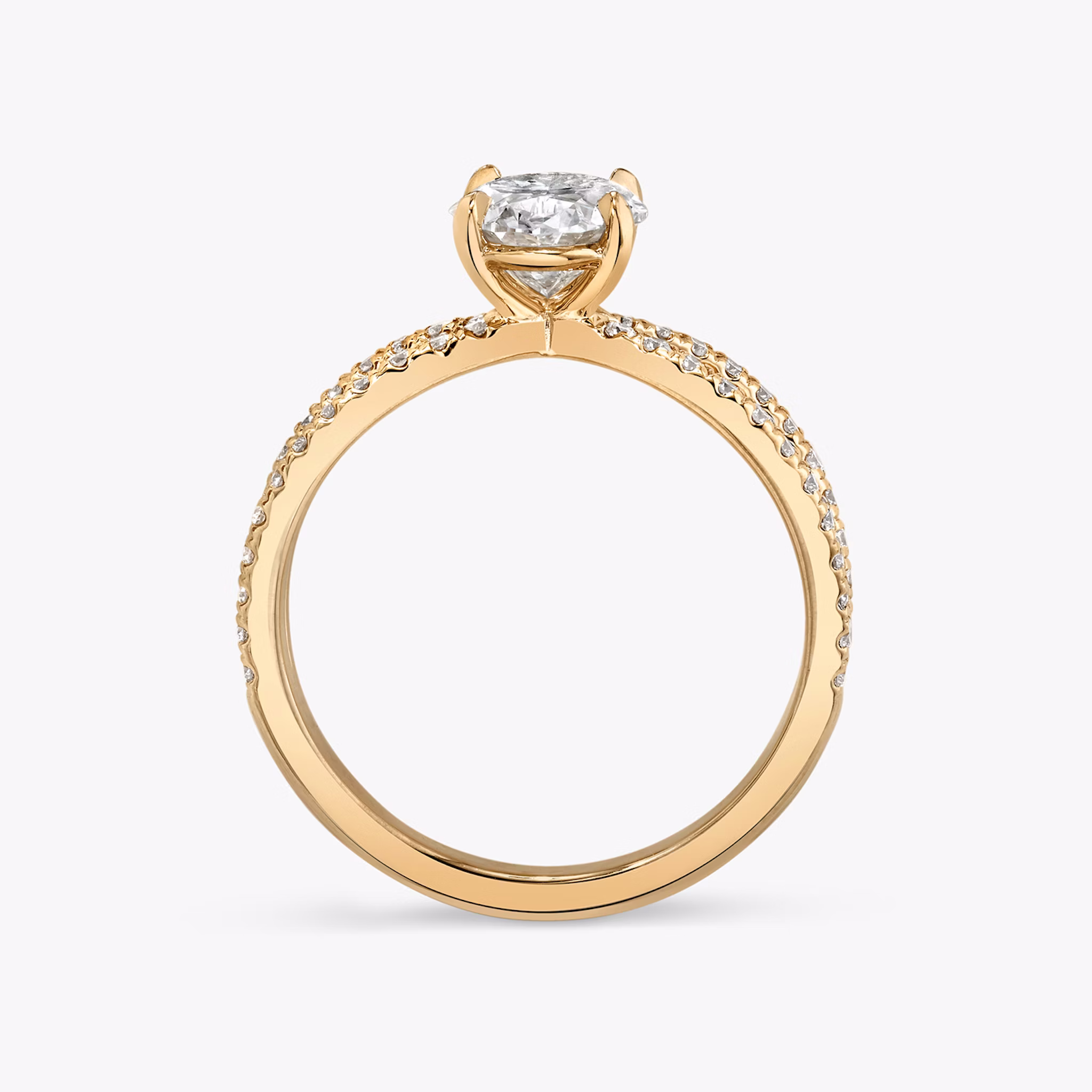 The Duet | Oval | 14k | Rose Gold | bandAccent: Double pavé | diamondOrientation: vertical | caratWeight: other