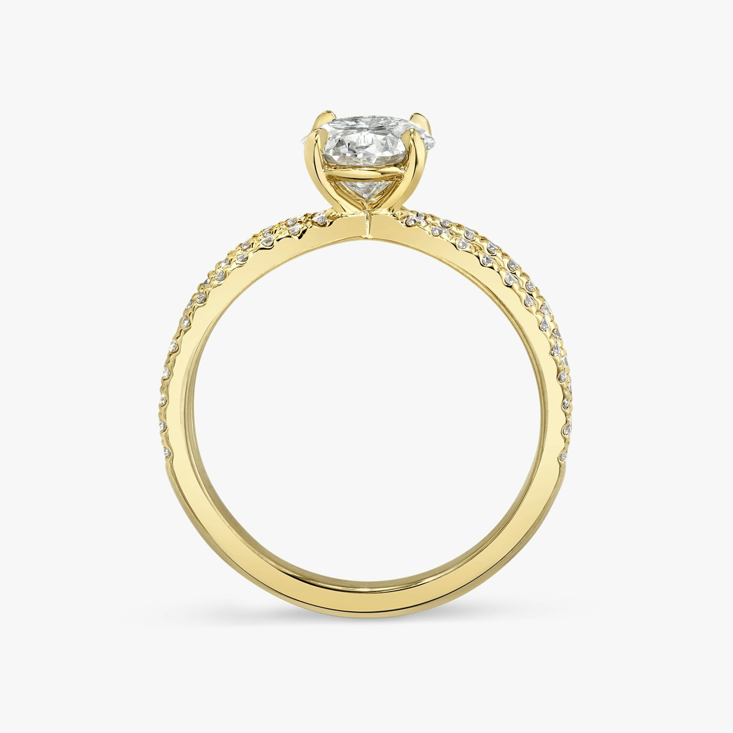 The Duet | Oval | 18k | Yellow Gold | bandAccent: Double pavé | diamondOrientation: vertical | caratWeight: other
