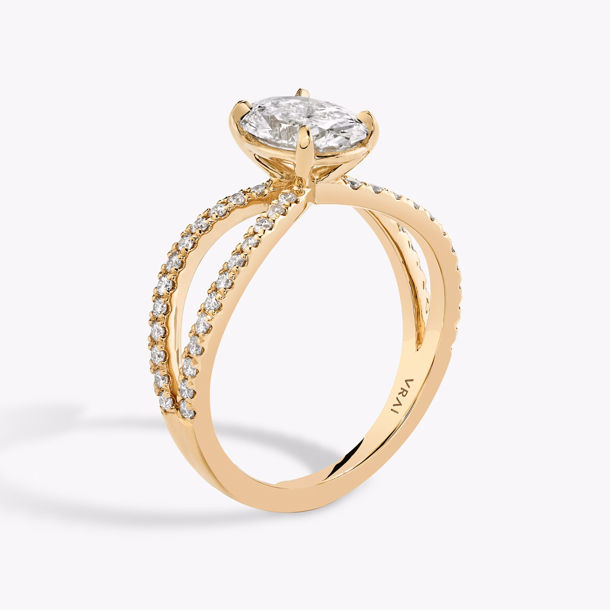 The Duet | Oval | 14k | Rose Gold | bandAccent: Double pavé | diamondOrientation: vertical | caratWeight: other