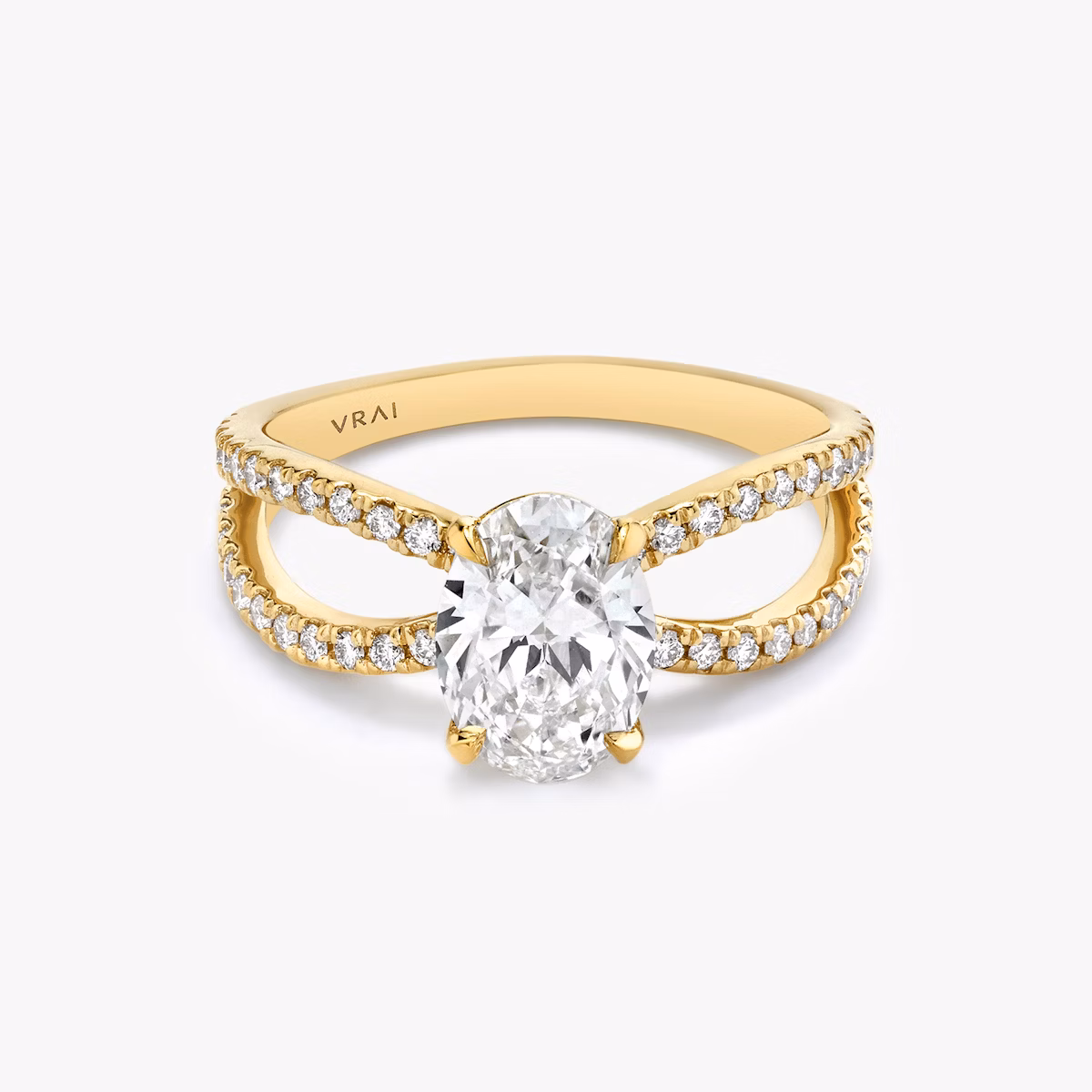 The Duet | Oval | 18k | Yellow Gold | bandAccent: Double pavé | diamondOrientation: vertical | caratWeight: other