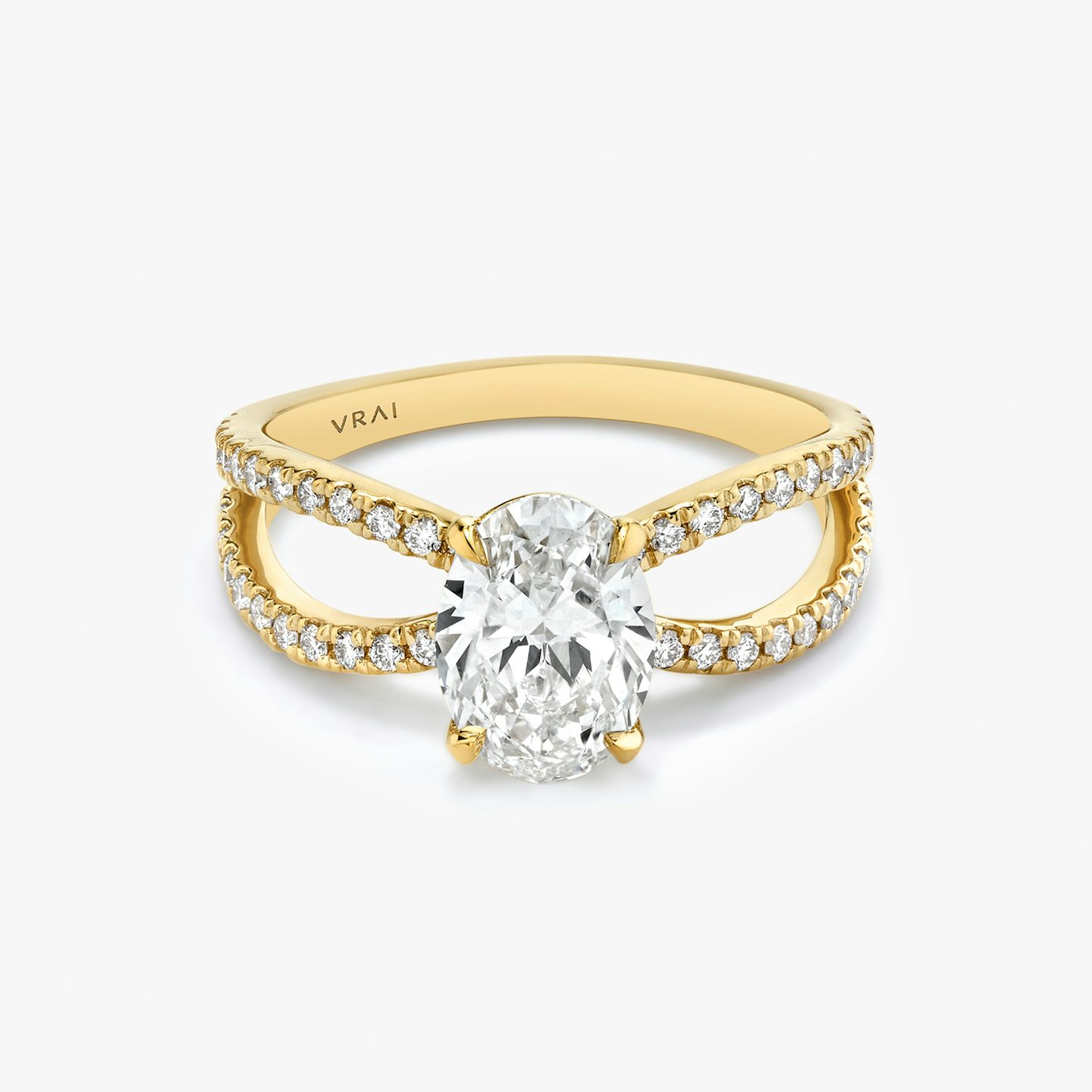 The Duet | Oval | 18k | Yellow Gold | bandAccent: Double pavé | diamondOrientation: vertical | caratWeight: other