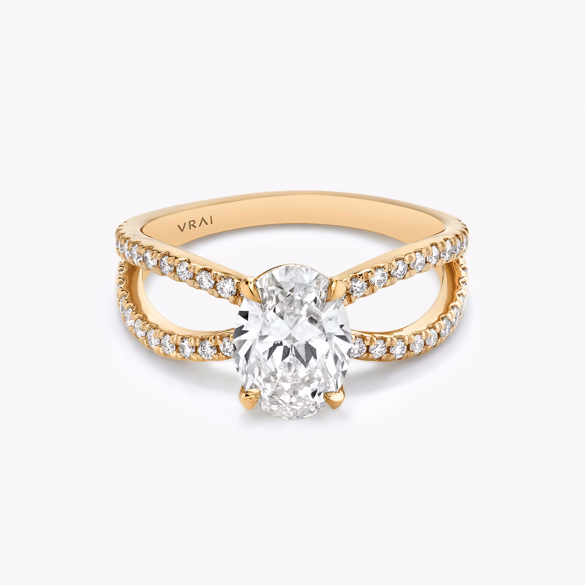 The Duet | Oval | 14k | Rose Gold | bandAccent: Double pavé | diamondOrientation: vertical | caratWeight: other
