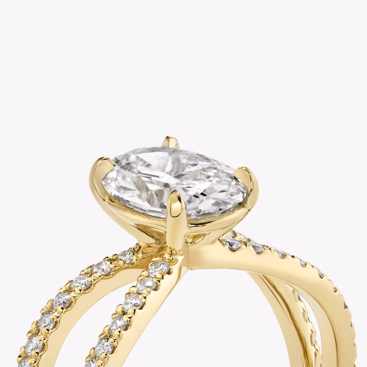 The Duet | Oval | 18k | Yellow Gold | bandAccent: Double pavé | diamondOrientation: vertical | caratWeight: other