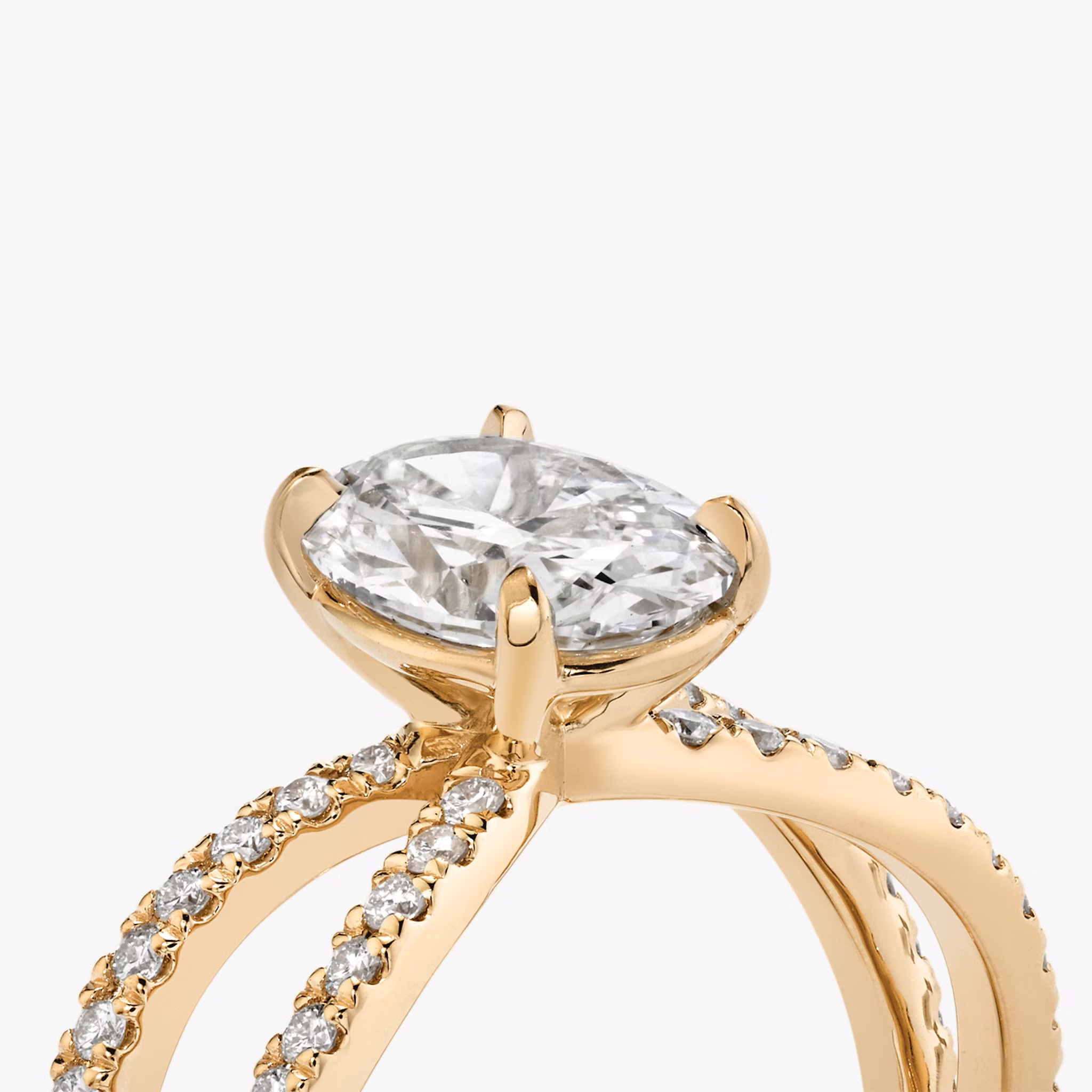 The Duet | Oval | 14k | Rose Gold | bandAccent: Double pavé | diamondOrientation: vertical | caratWeight: other