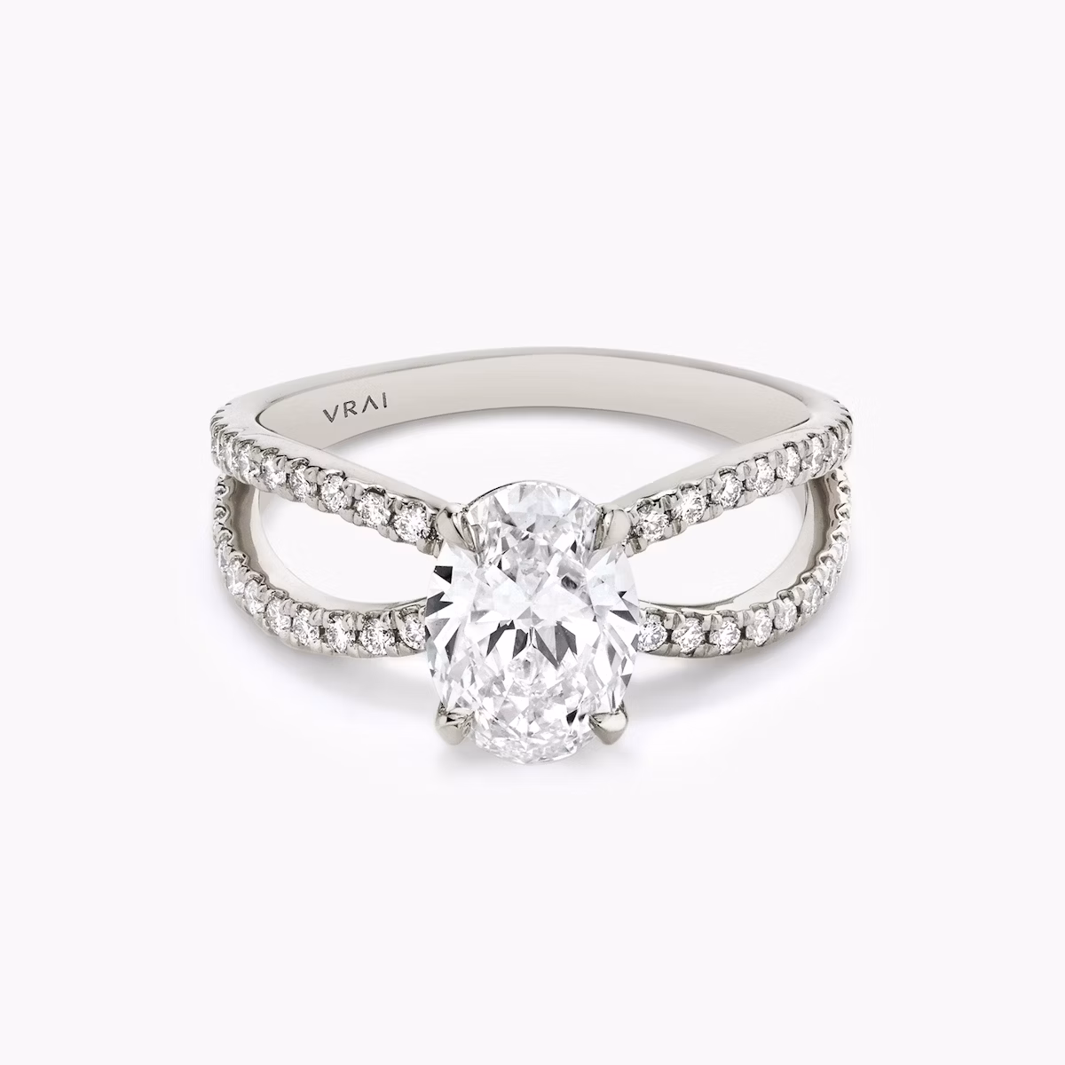 The Duet | Oval | Platinum | bandAccent: Double pavé | diamondOrientation: vertical | caratWeight: other