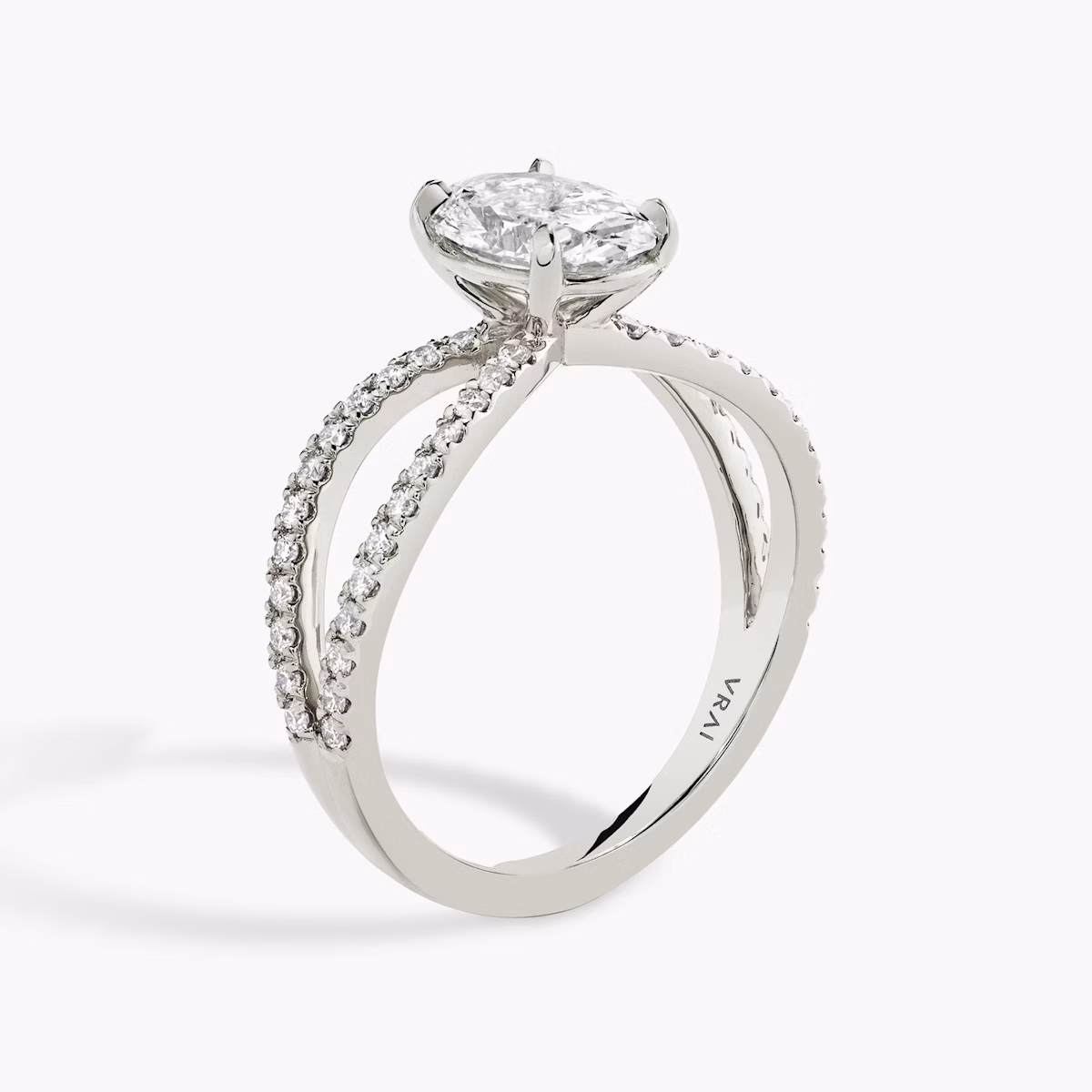The Duet | Oval | Platinum | bandAccent: Double pavé | diamondOrientation: vertical | caratWeight: other