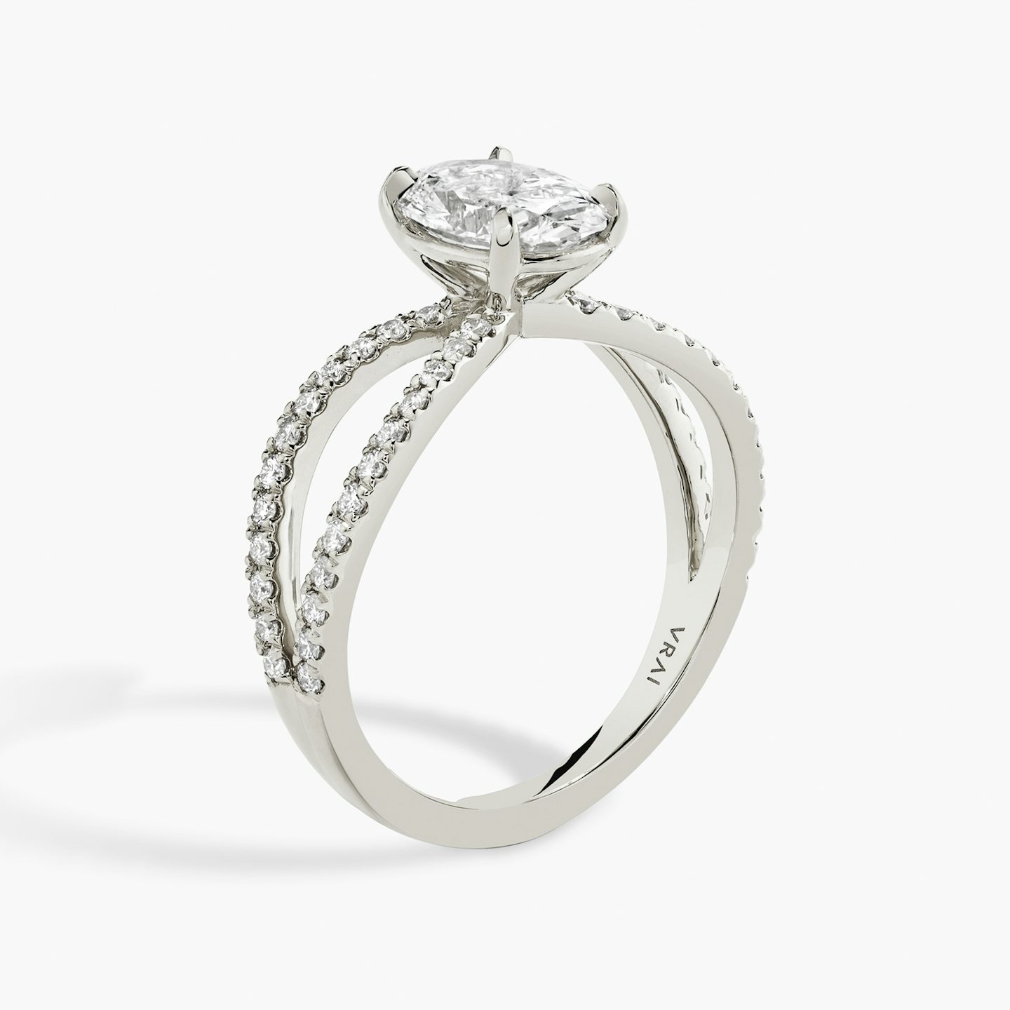The Duet | Oval | Platinum | bandAccent: Double pavé | diamondOrientation: vertical | caratWeight: other
