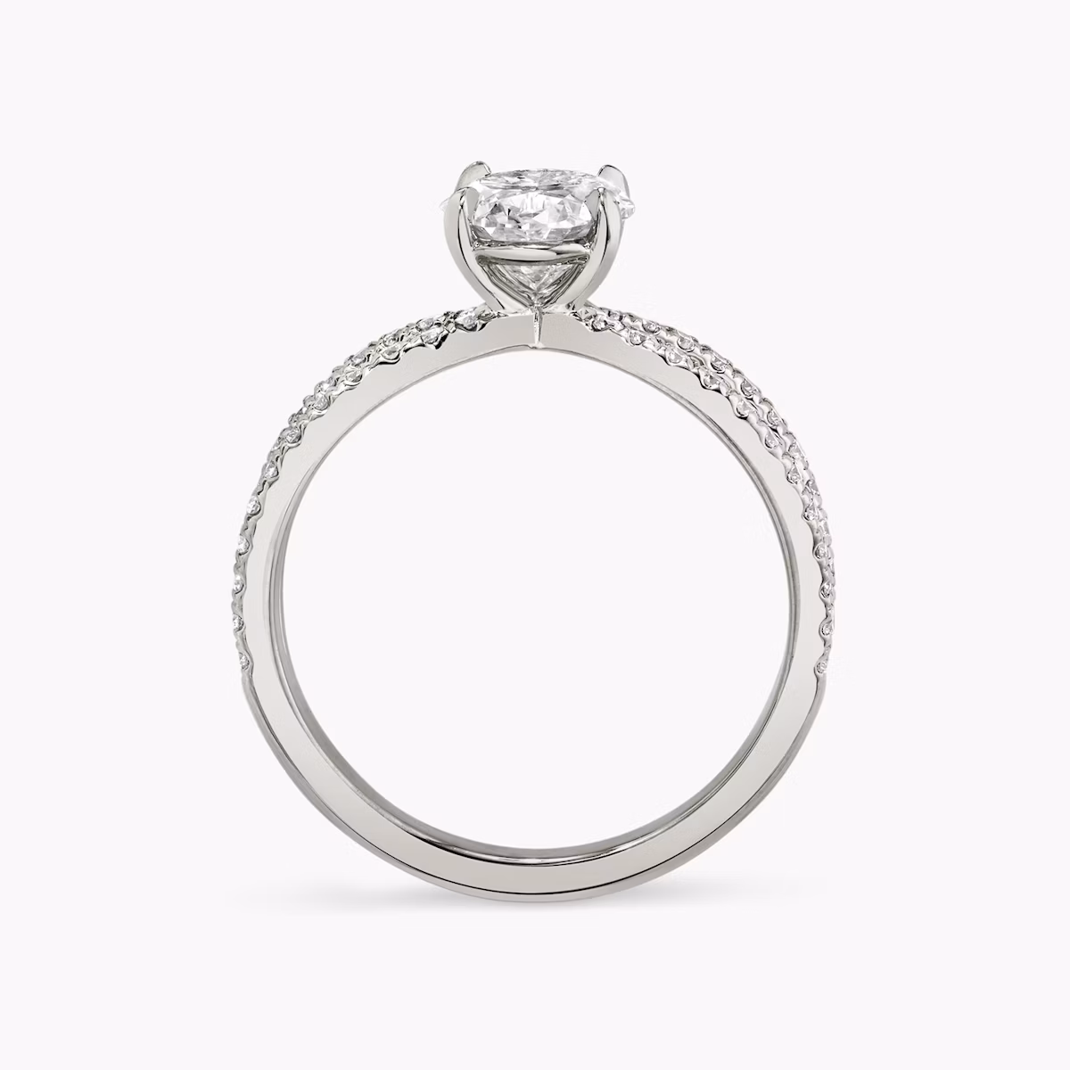 The Duet | Oval | Platinum | bandAccent: Double pavé | diamondOrientation: vertical | caratWeight: other