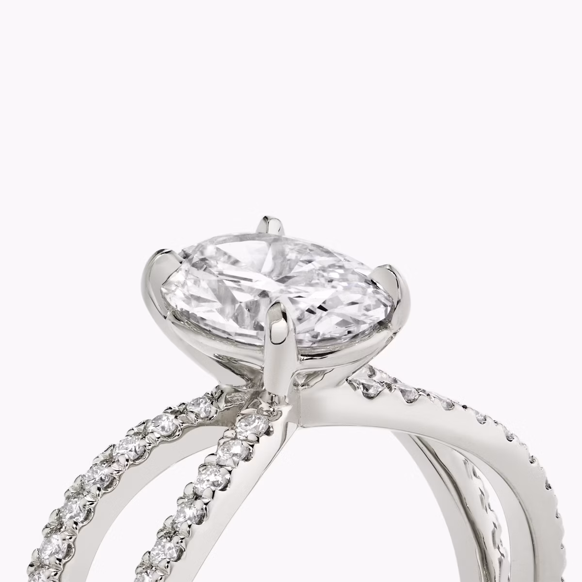 The Duet | Oval | Platinum | bandAccent: Double pavé | diamondOrientation: vertical | caratWeight: other