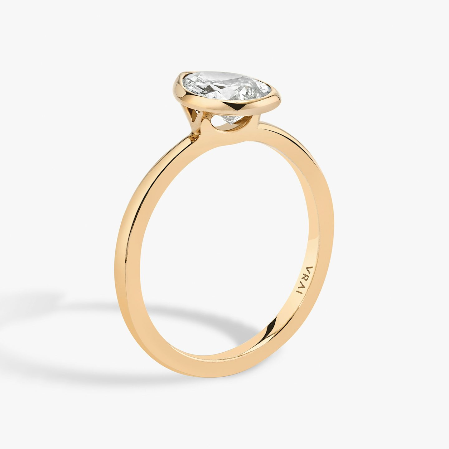 The Signature Bezel | Pear | 14k | Rose Gold | bandAccent: Plain | diamondOrientation: vertical | caratWeight: other