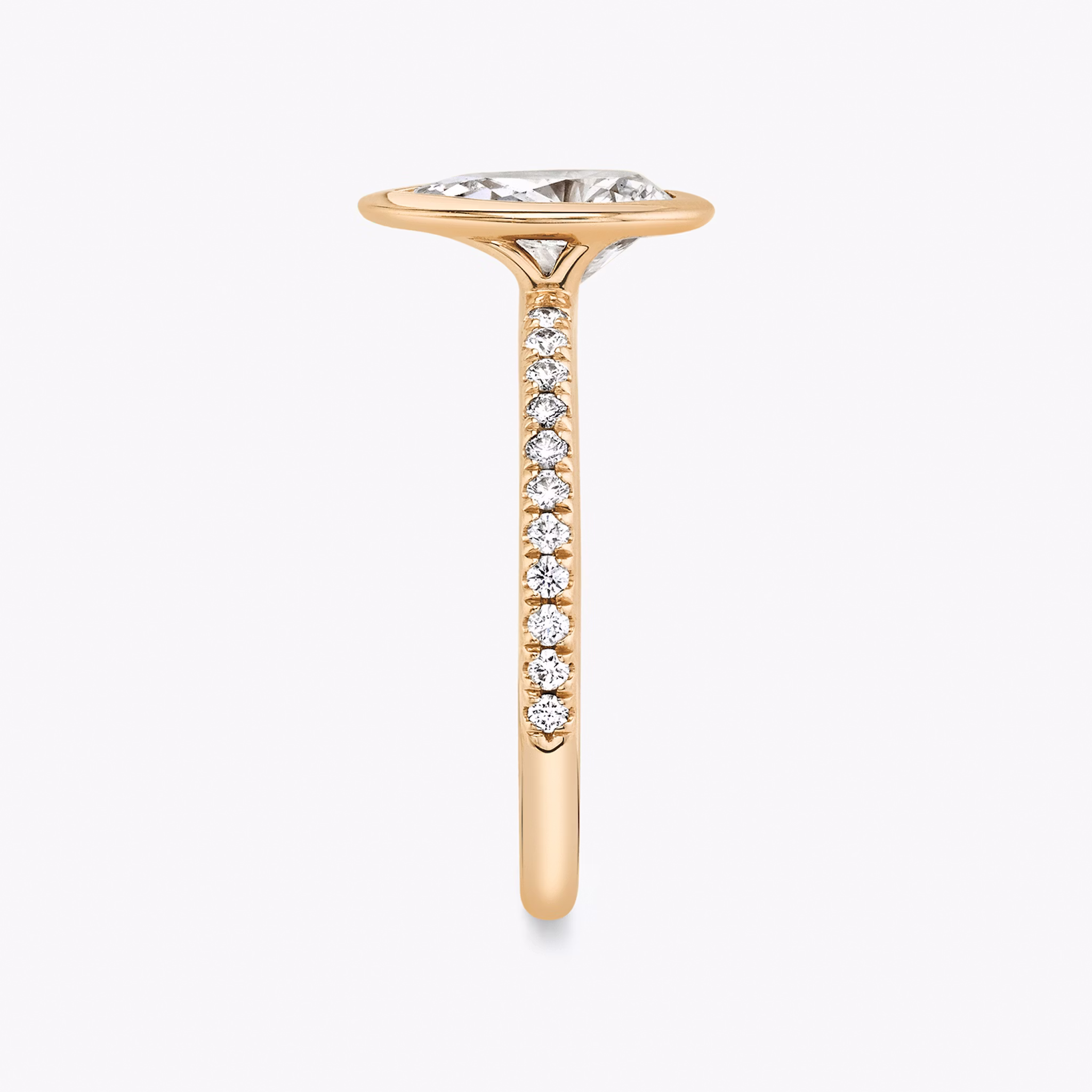 The Signature Bezel | Pear | 14k | Rose Gold | bandAccent: Pavé | diamondOrientation: vertical | caratWeight: other