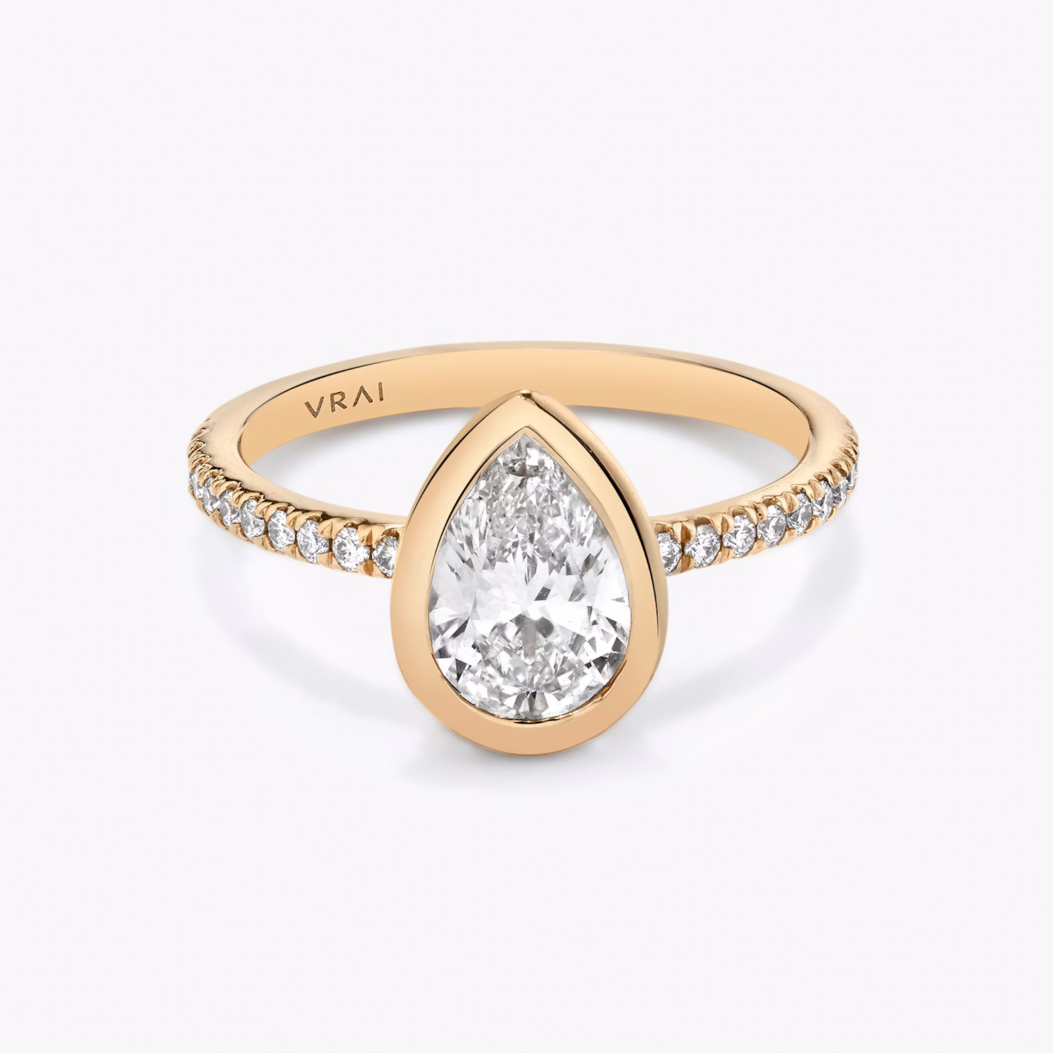 The Signature Bezel | Pear | 14k | Rose Gold | bandAccent: Pavé | diamondOrientation: vertical | caratWeight: other