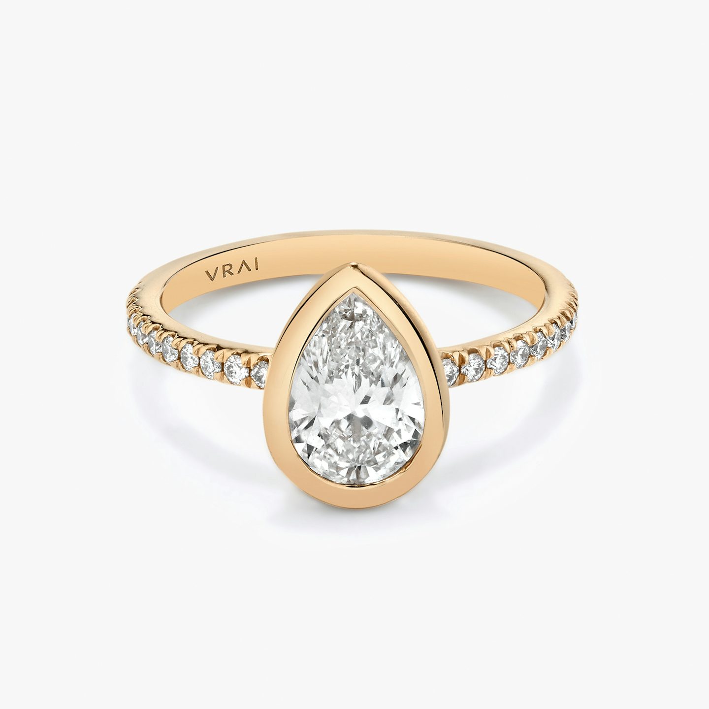 The Signature Bezel | Pear | 14k | Rose Gold | bandAccent: Pavé | diamondOrientation: vertical | caratWeight: other