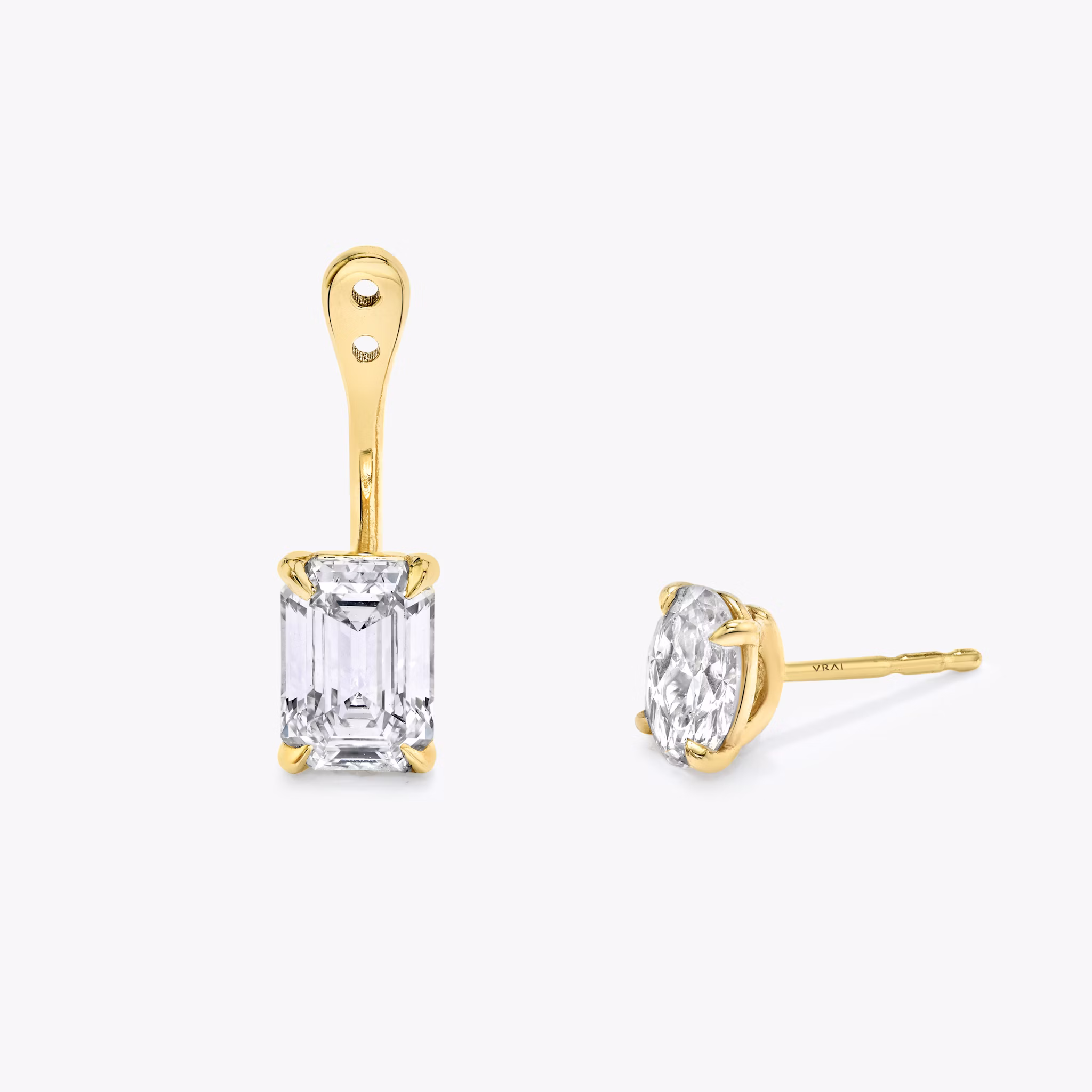 VRAI Solitaire Drop Ear Jacket | Emerald | 14k | Yellow Gold | caratWeight: 1.0ct