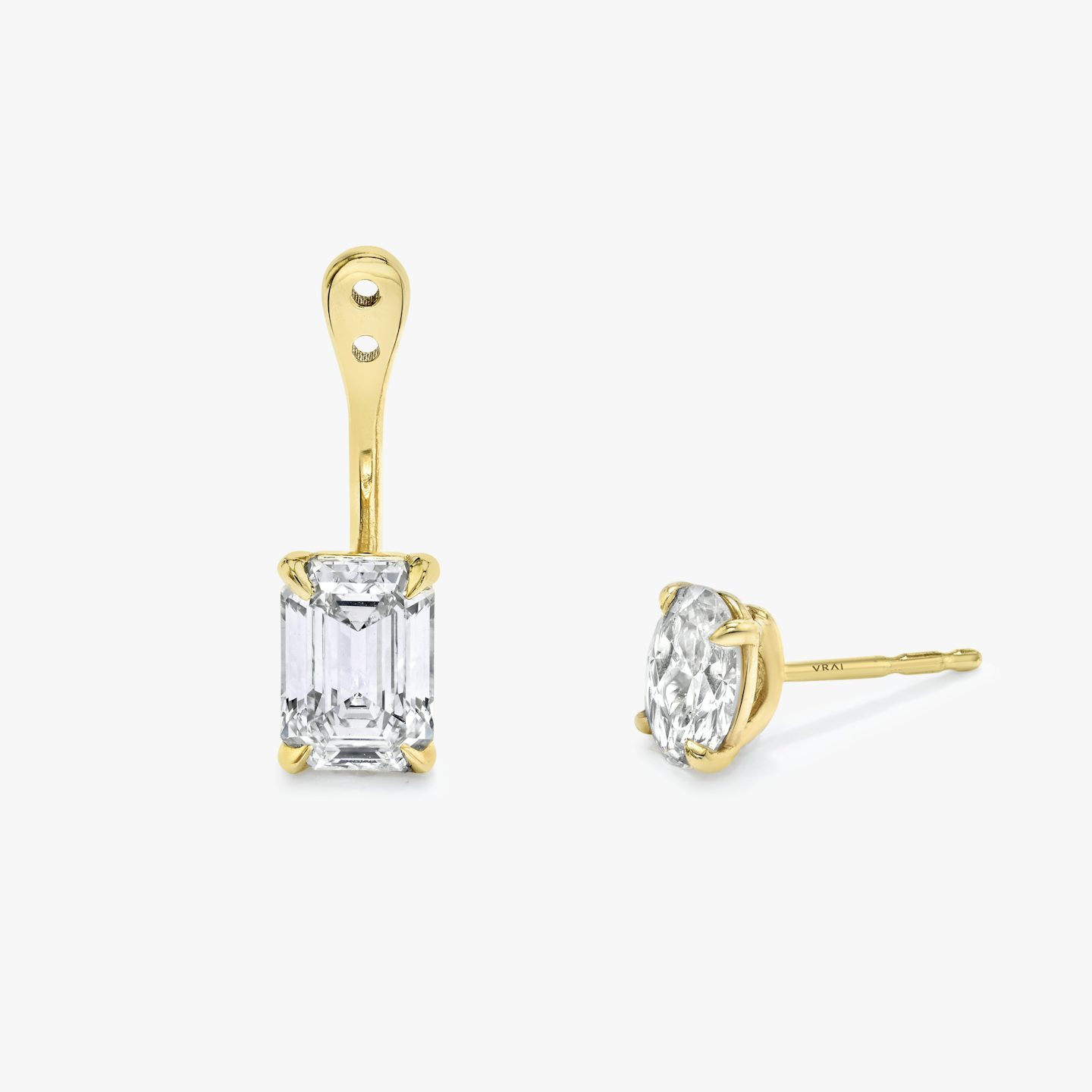VRAI Solitaire Drop Ear Jacket | Emerald | 14k | Yellow Gold | caratWeight: 0.50ct