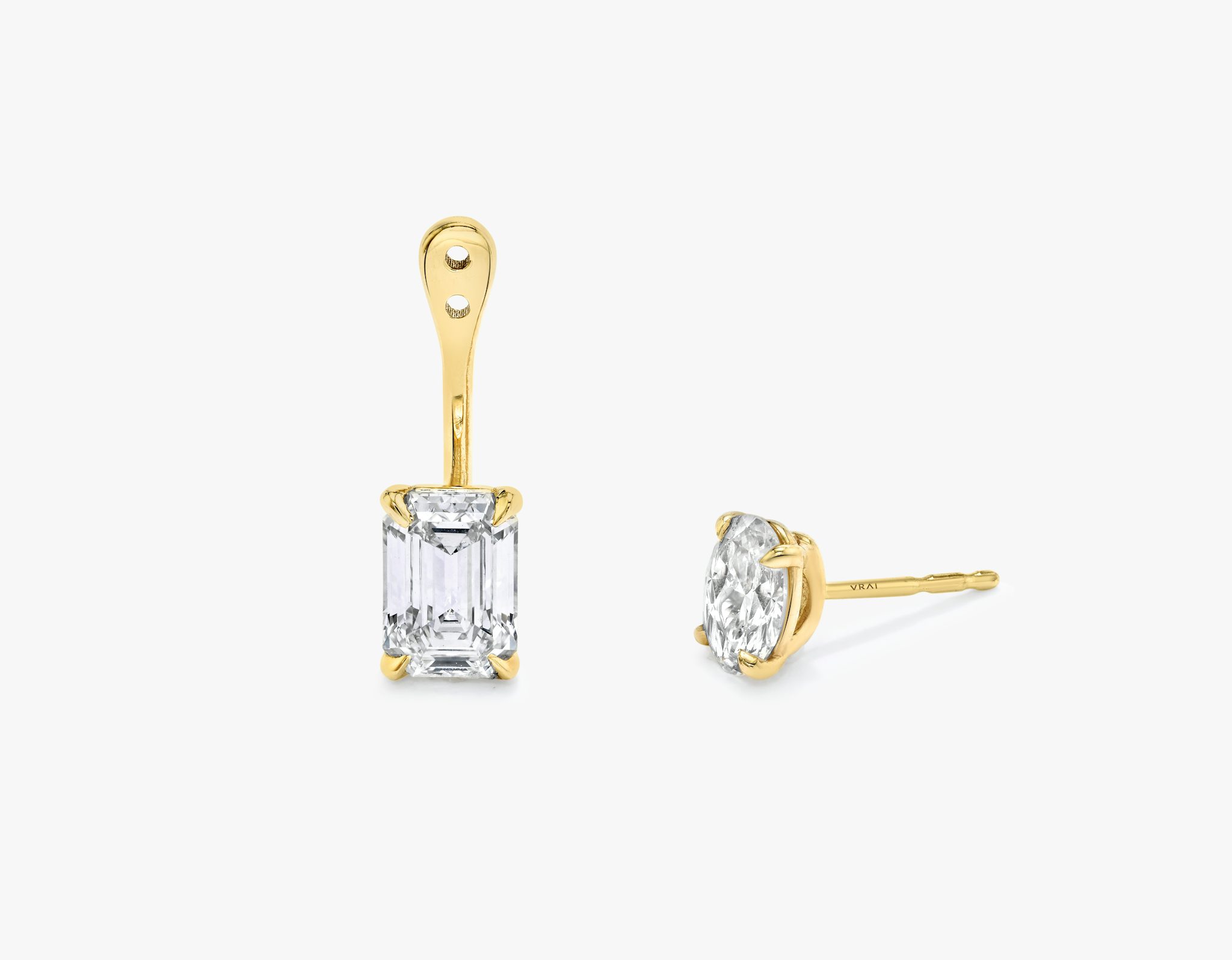 VRAI Solitaire Drop Ear Jacket | Emerald | 14k | Yellow Gold | caratWeight: 1.0ct