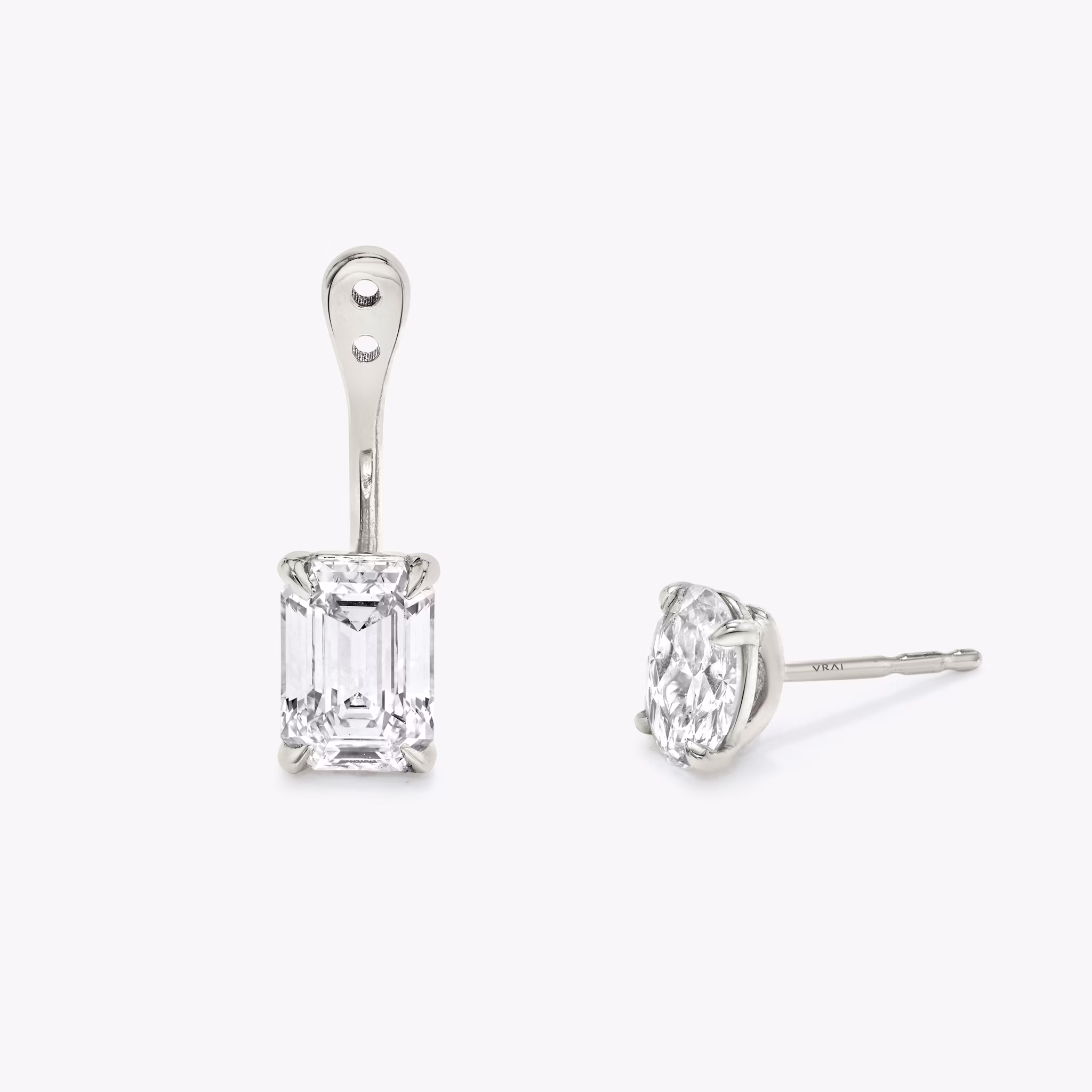 VRAI Solitaire Drop Ear Jacket | Emerald | 14k | White Gold | caratWeight: 0.50ct