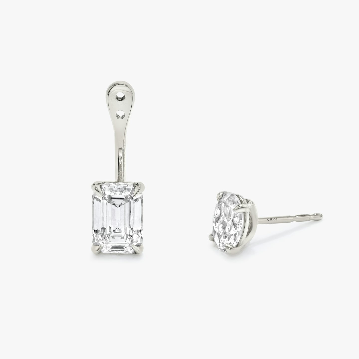 VRAI Solitaire Drop Ear Jacket | Emerald | 14k | White Gold | caratWeight: 0.50ct