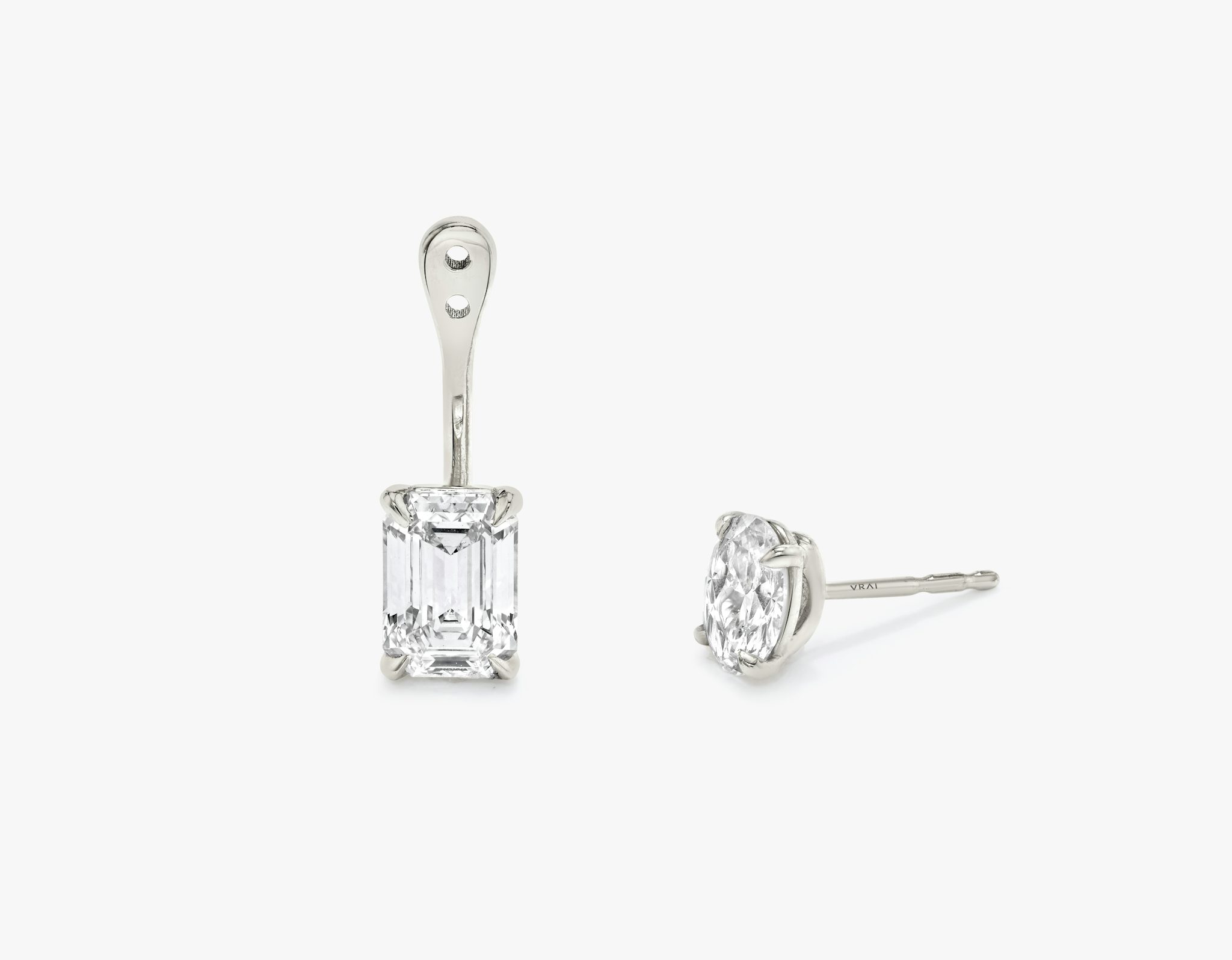 VRAI Solitaire Drop Ear Jacket | Emerald | 14k | White Gold | caratWeight: 0.50ct