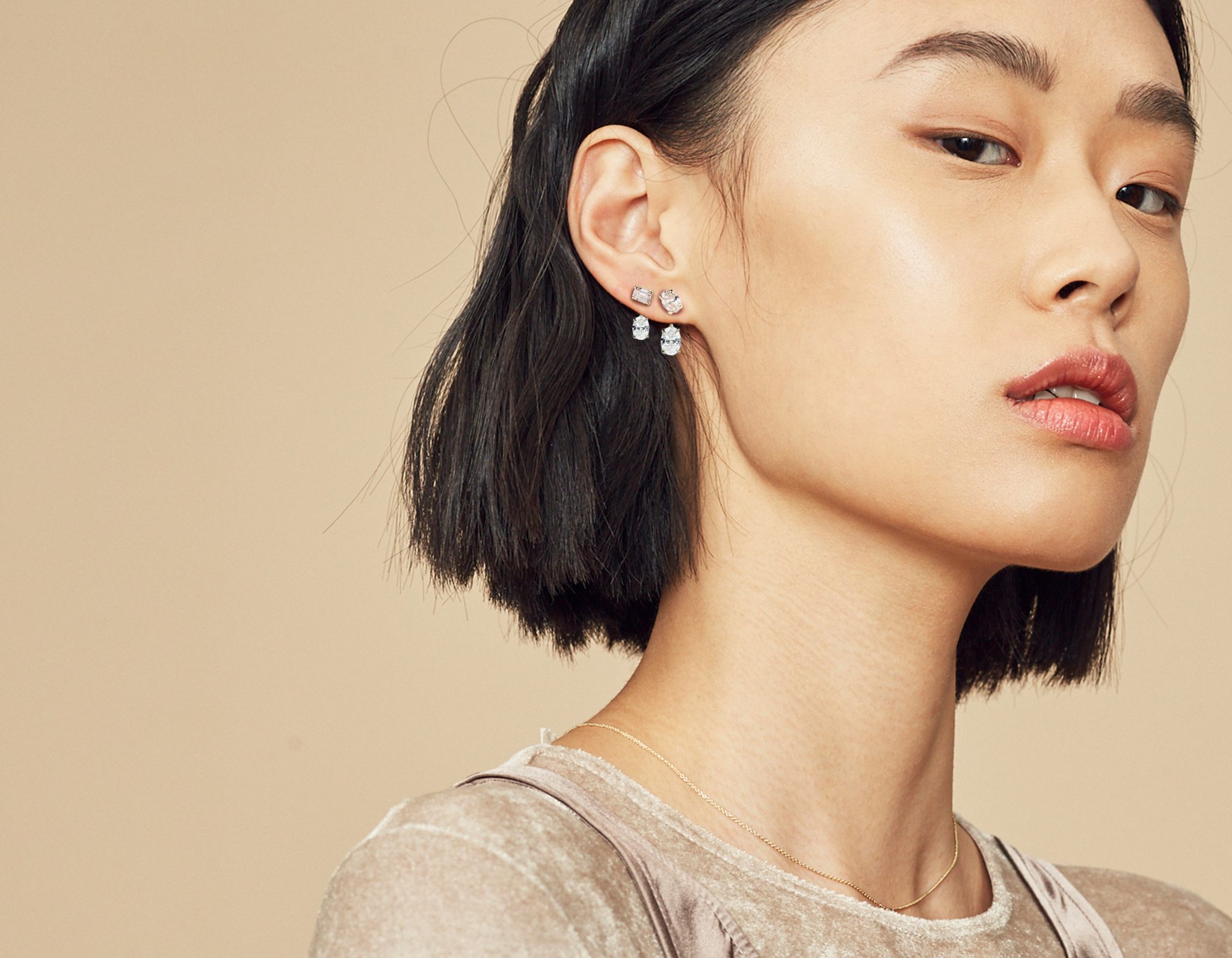 VRAI Solitaire Drop Ear Jacket | Oval | 14k | White Gold | caratWeight: 0.50ct