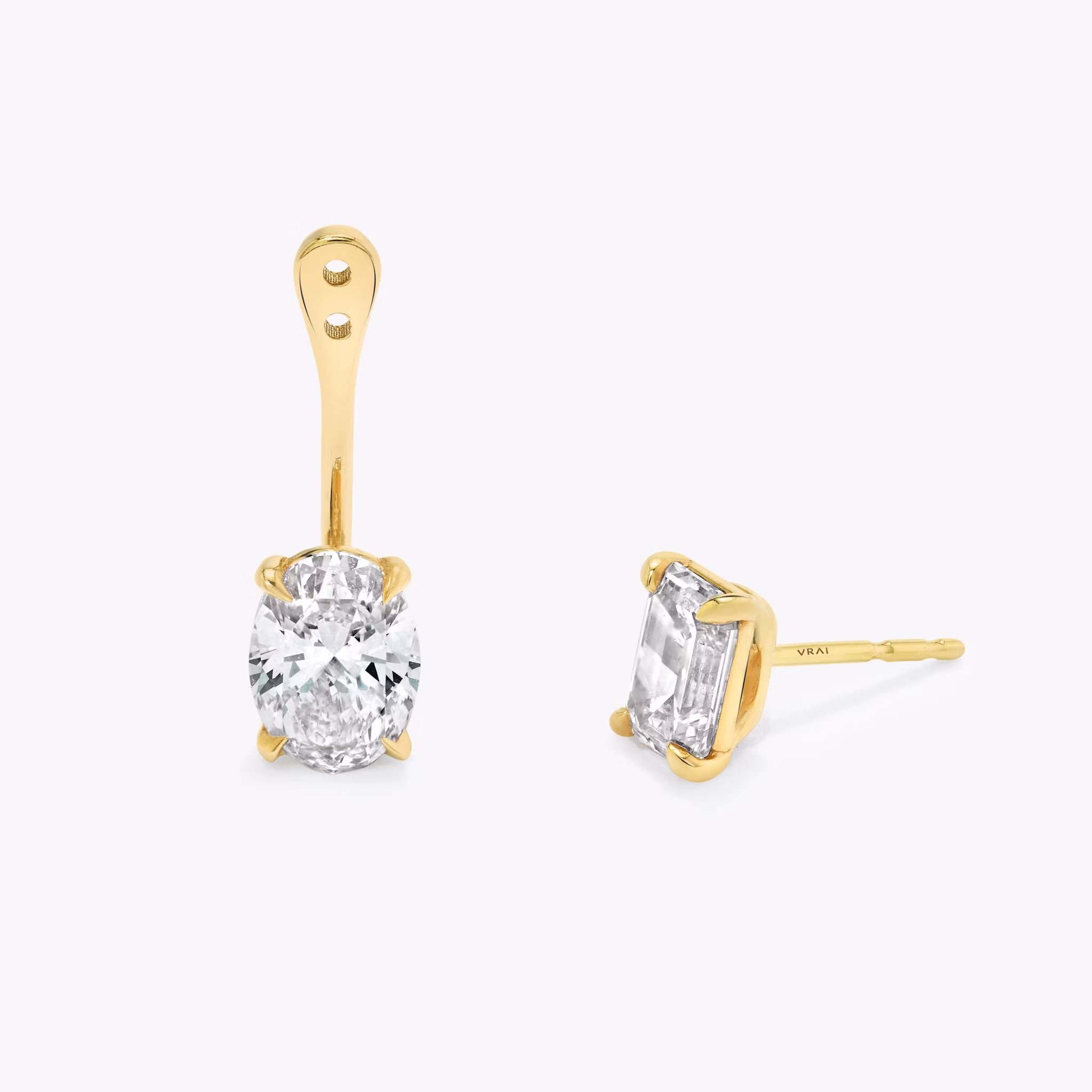 VRAI Solitaire Drop Ear Jacket | Oval | 14k | Yellow Gold | caratWeight: 0.50ct