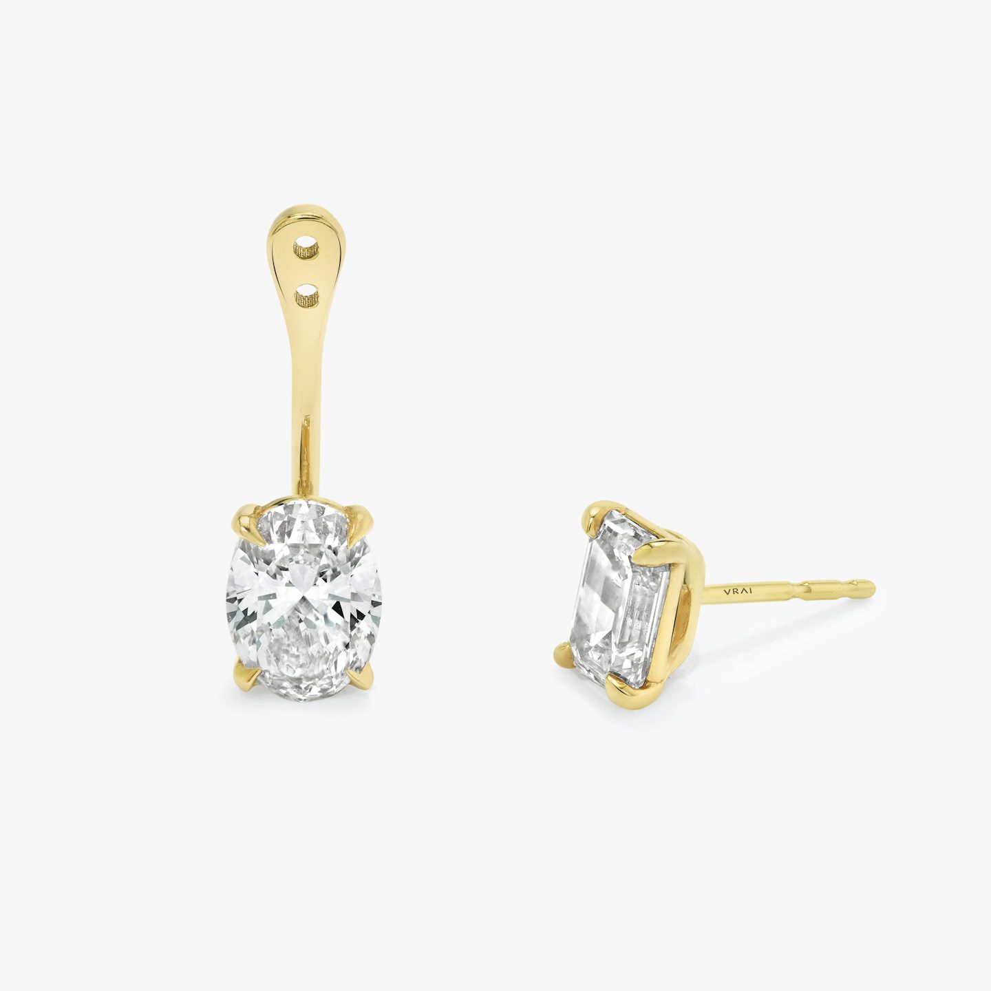 VRAI Solitaire Drop Ear Jacket | Oval | 14k | Yellow Gold | caratWeight: 1.0ct