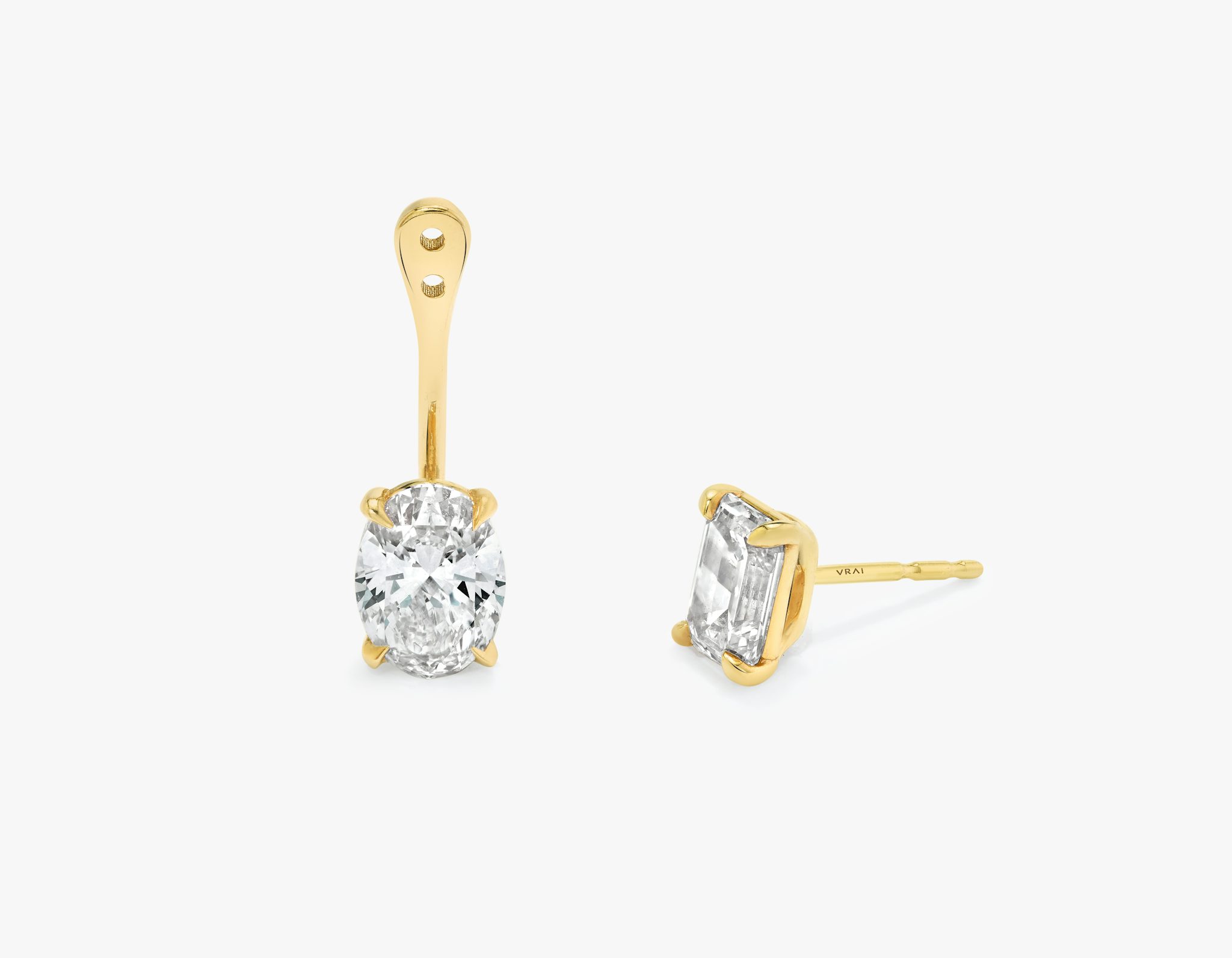 VRAI Solitaire Drop Ear Jacket | Oval | 14k | Yellow Gold | caratWeight: 0.50ct