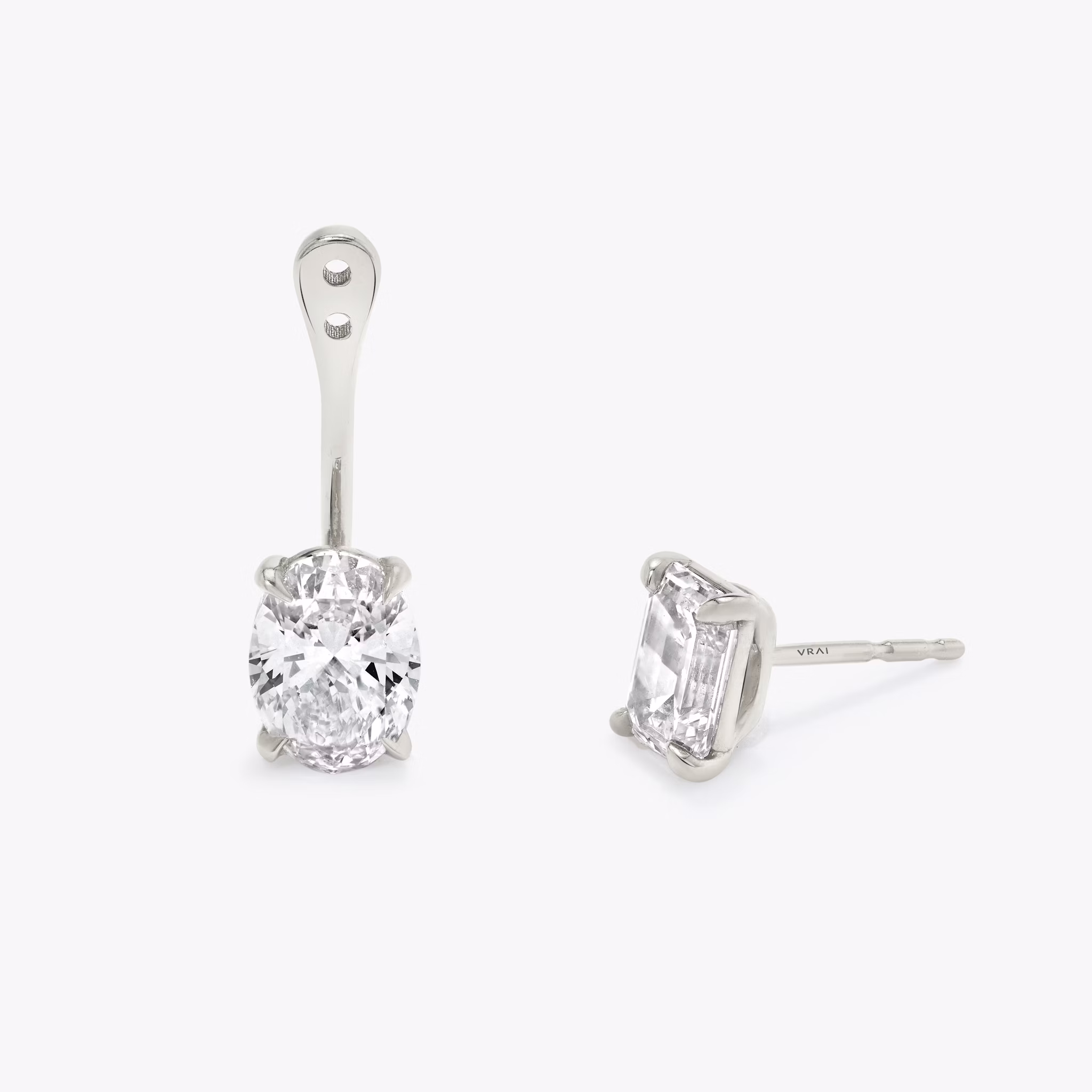 VRAI Solitaire Drop Ear Jacket | Oval | 14k | White Gold | caratWeight: 0.50ct