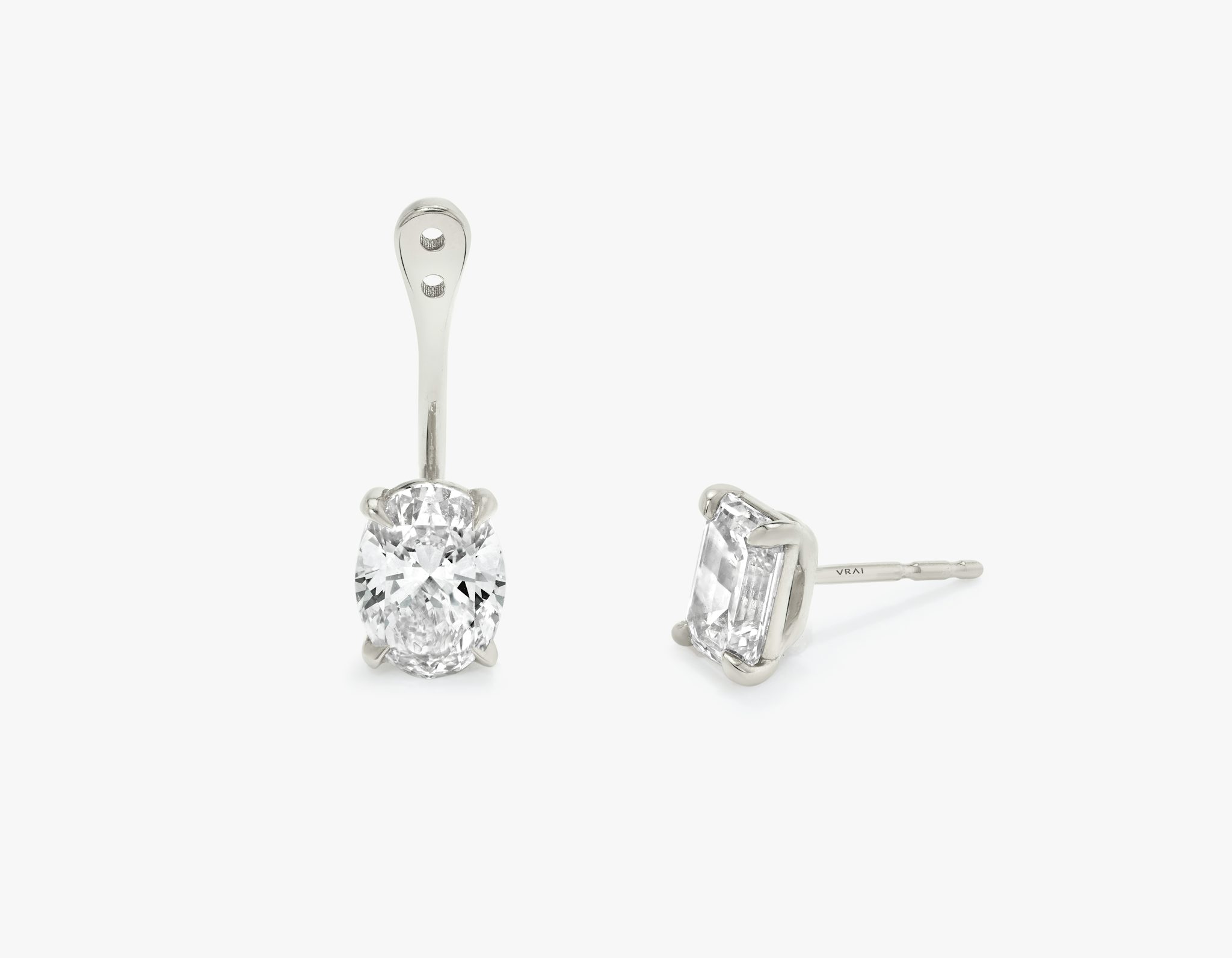 VRAI Solitaire Drop Ear Jacket | Oval | 14k | White Gold | caratWeight: 0.50ct