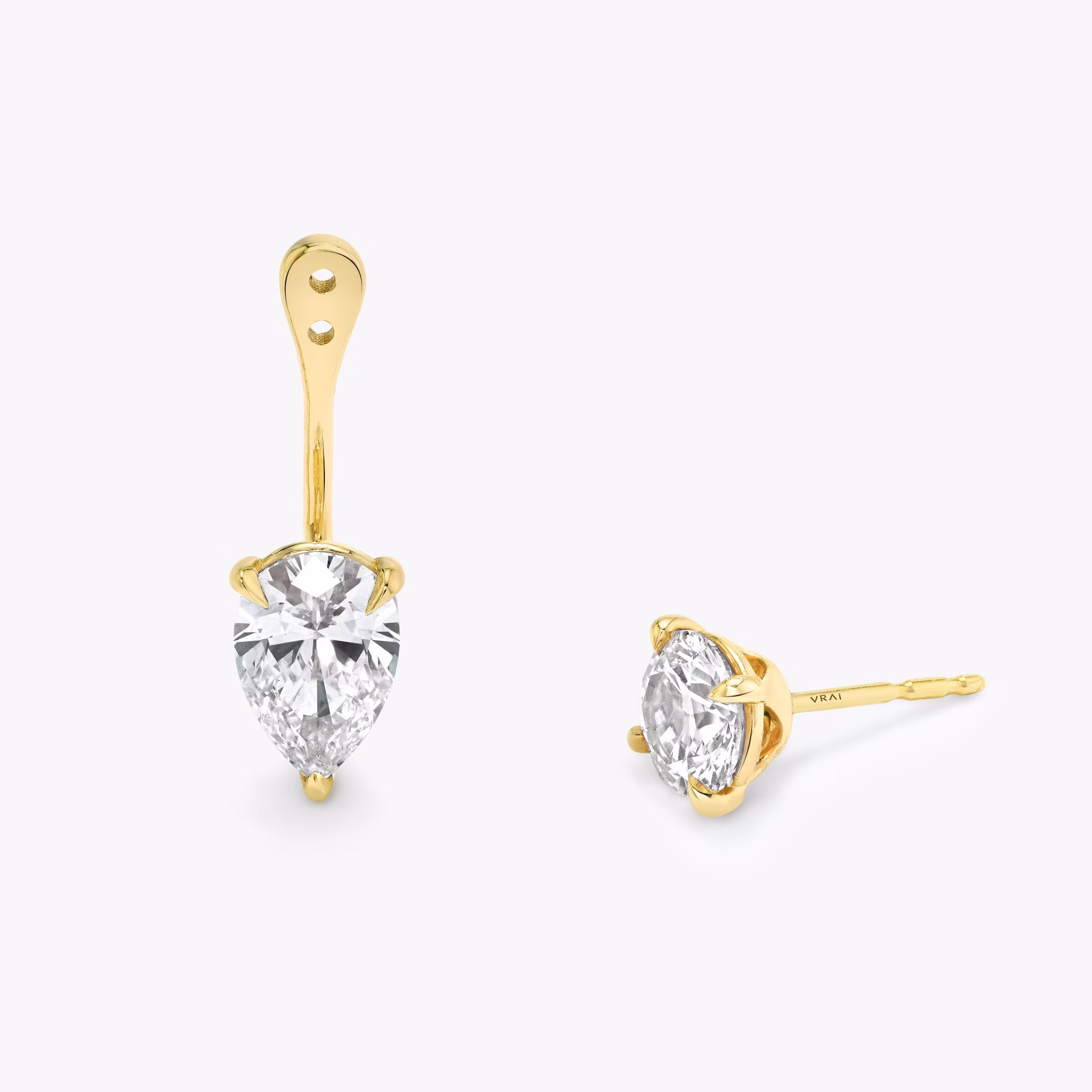 VRAI Solitaire Drop Ear Jacket | Pear | 14k | Yellow Gold | caratWeight: 0.50ct